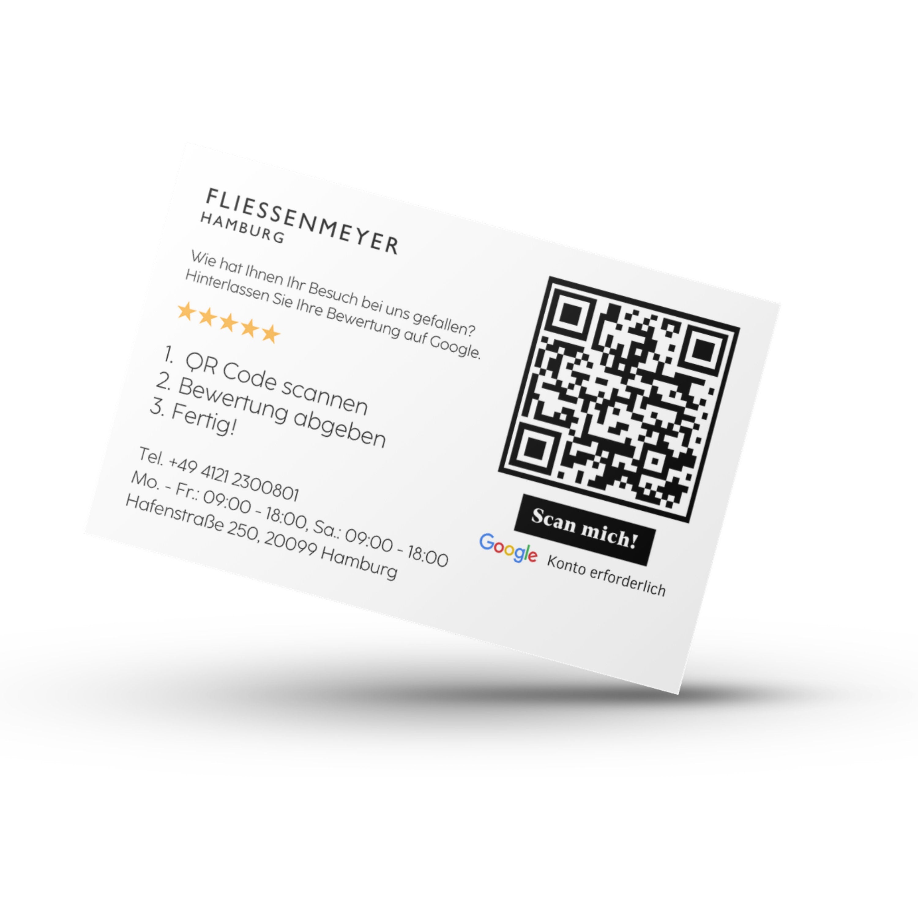 Klassisch Google Bewertungskarten Visitenkarte mit QR-Code und Logo | Dankeskarten Aktiv Verfügbarkeitsbenachrichtigungen: 0 - ReviewMe