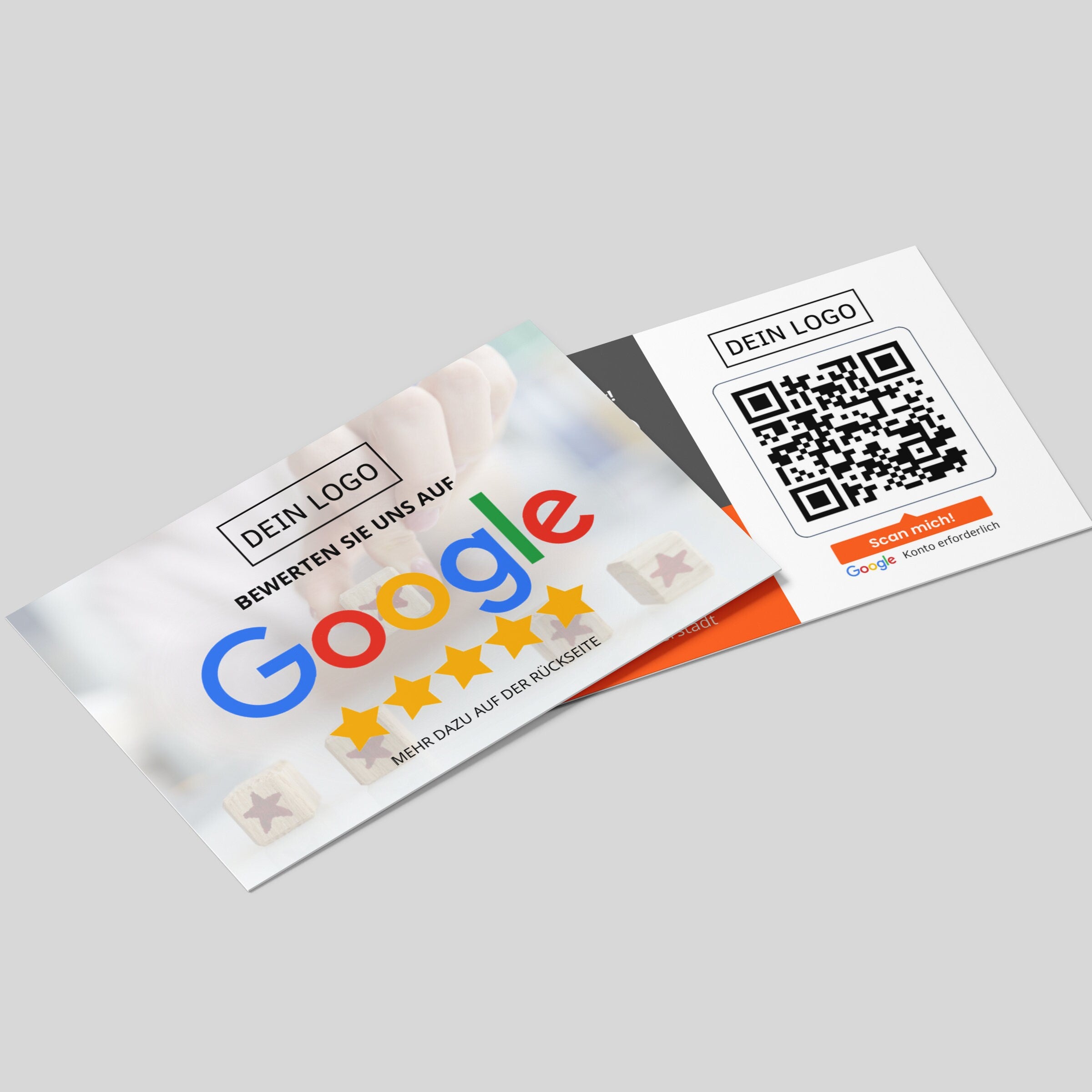 Bewertungskarten für Google mit QR-Code Grau/Orange - ReviewMe