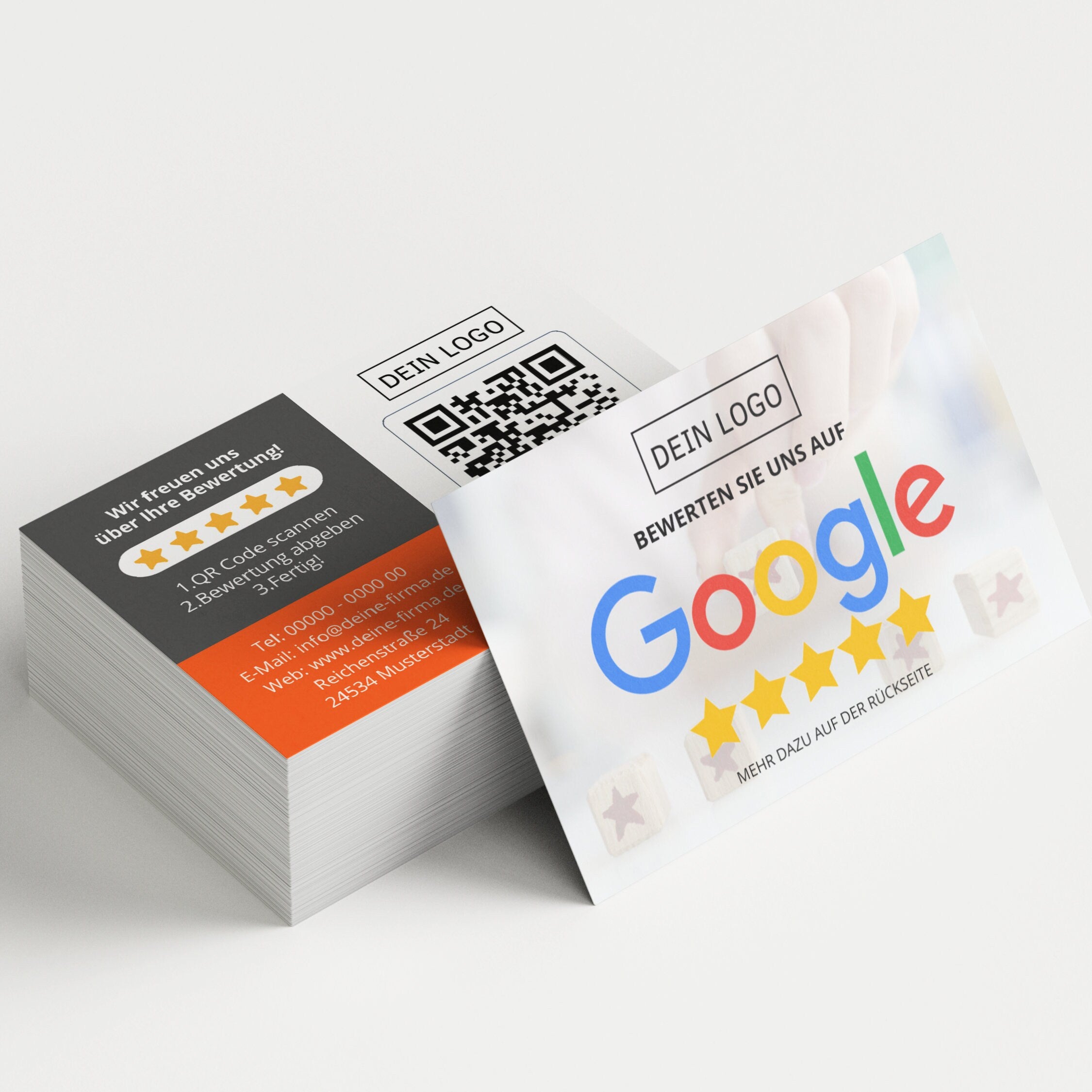 Bewertungskarten für Google mit QR-Code Grau/Orange - ReviewMe