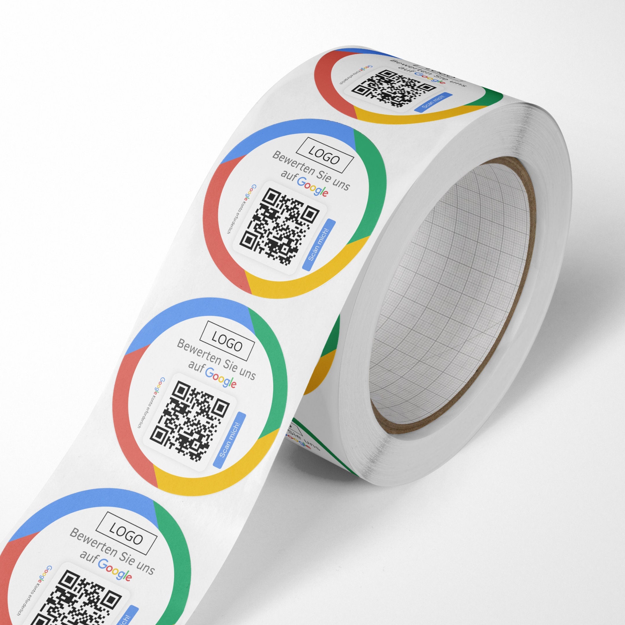 Google Bewertung Logo QR-Code Sticker - Personalisierte Etiketten auf Rolle - ReviewMe