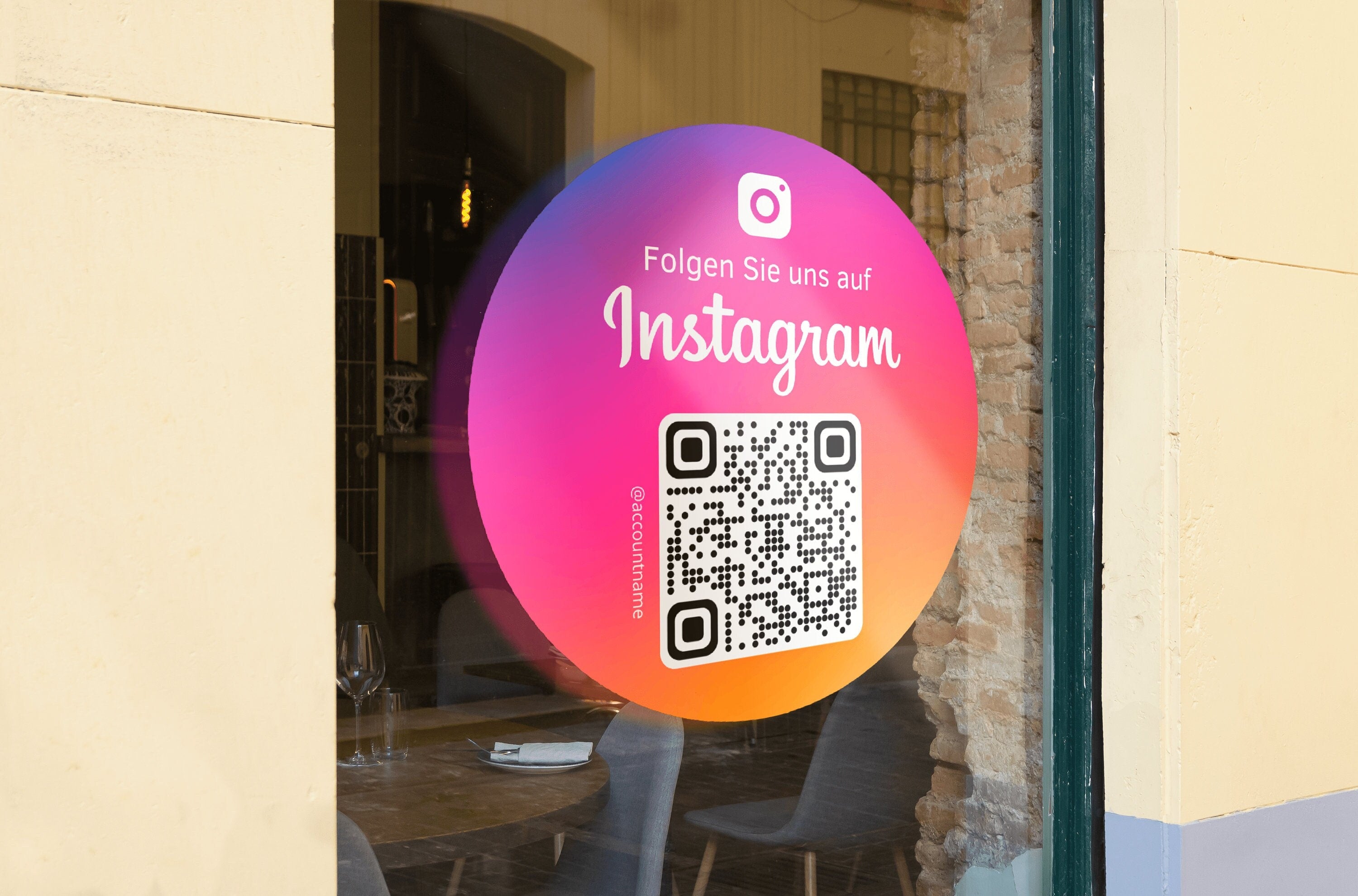 Scheibenaufkleber Instagram "Folgen Sie uns" mit QR-Code - ReviewMe