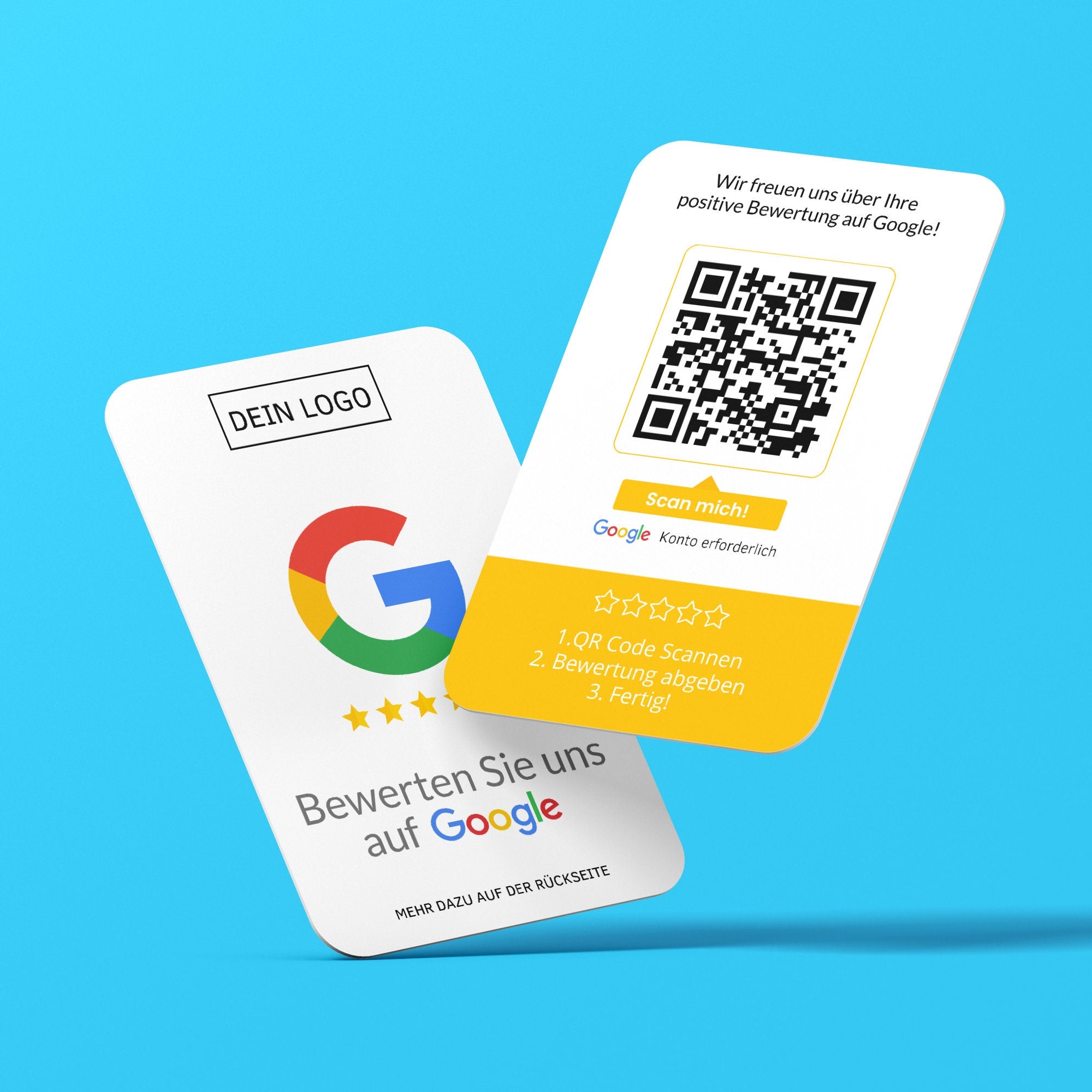 Bewertungskarten mit Logo für Google Bewertung mit QR-Code - ReviewMe
