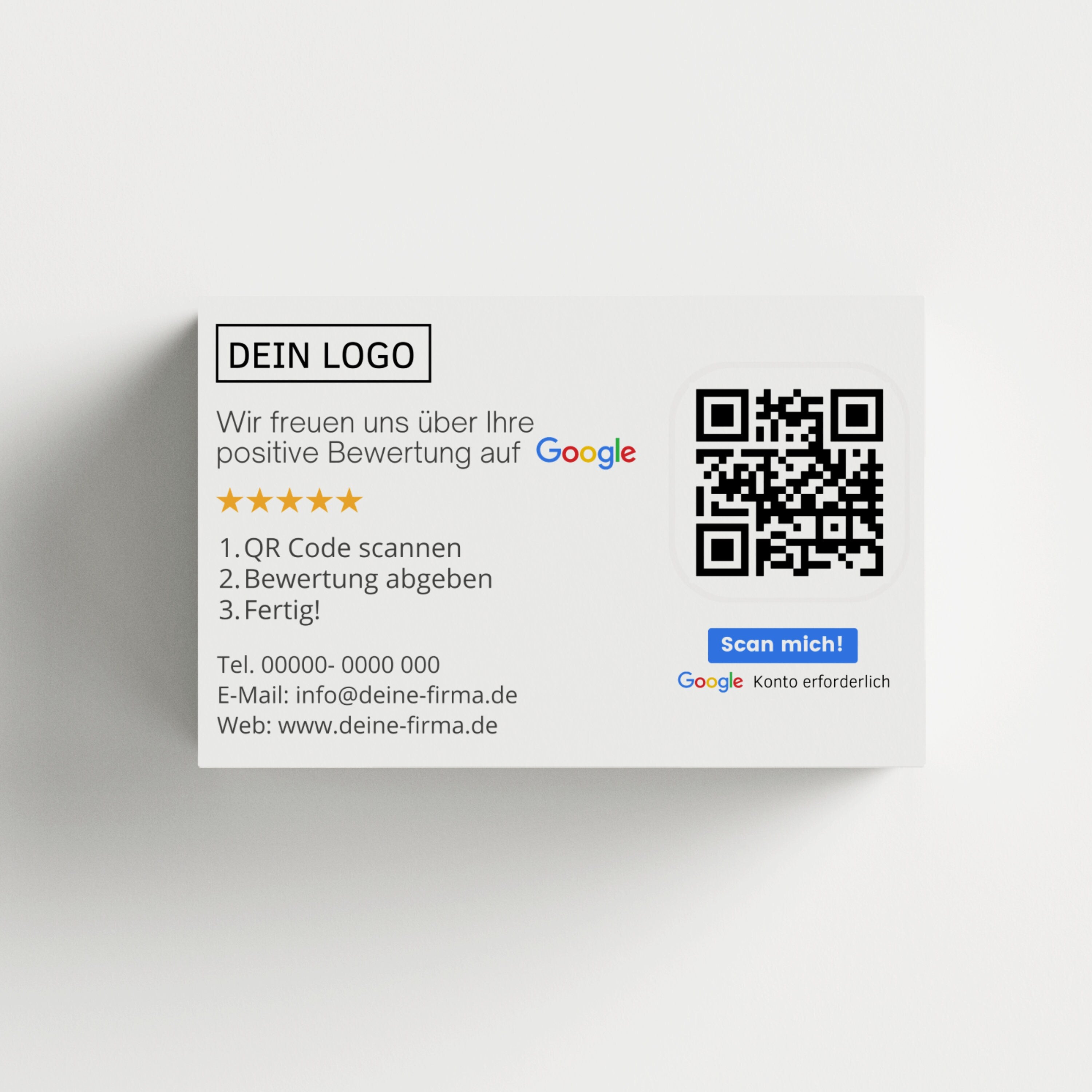 Bewertungskarten für Google mit QR-Code Klassisch - ReviewMe