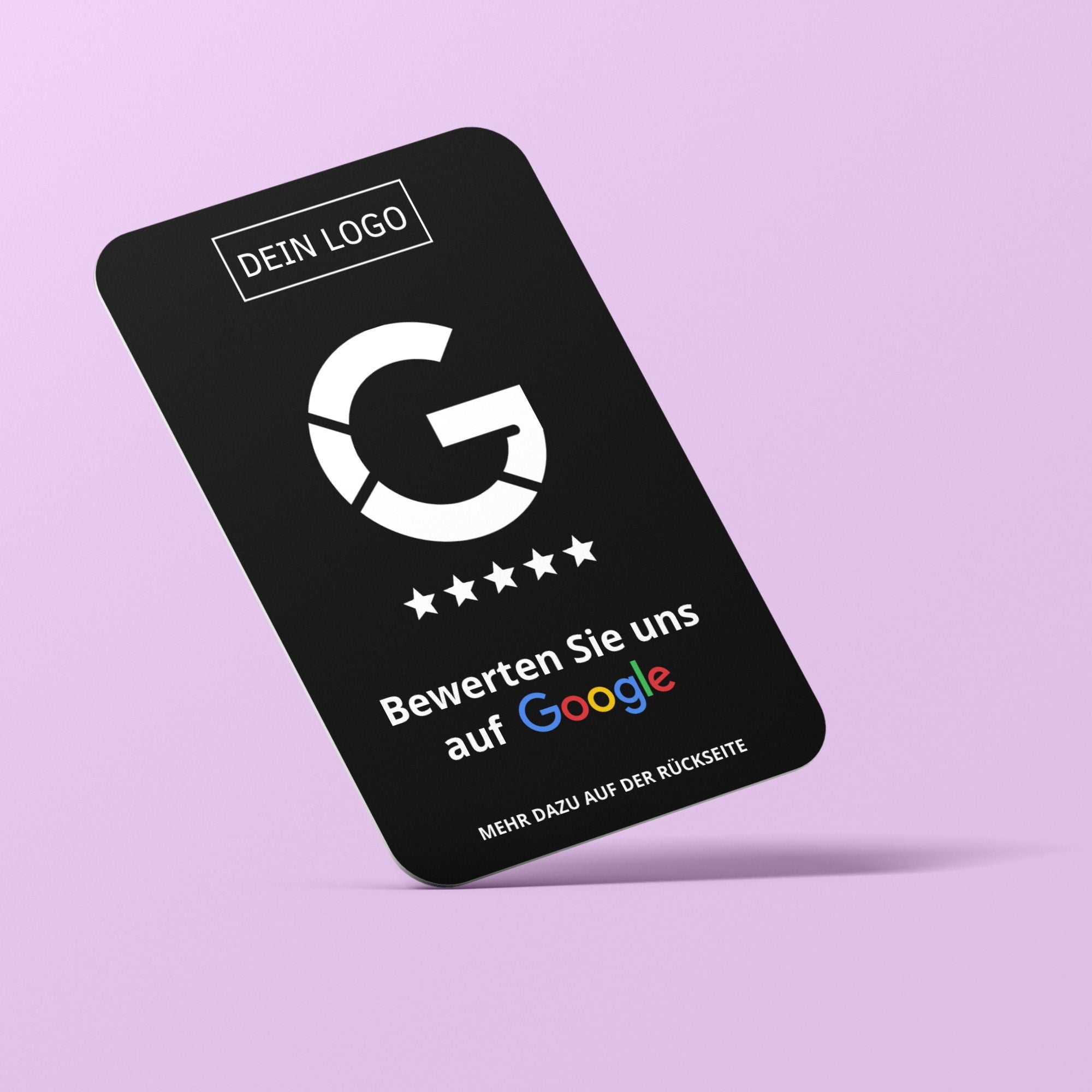 Schwarz Bewertungskarten mit Logo für Google Bewertung mit QR-Code - ReviewMe