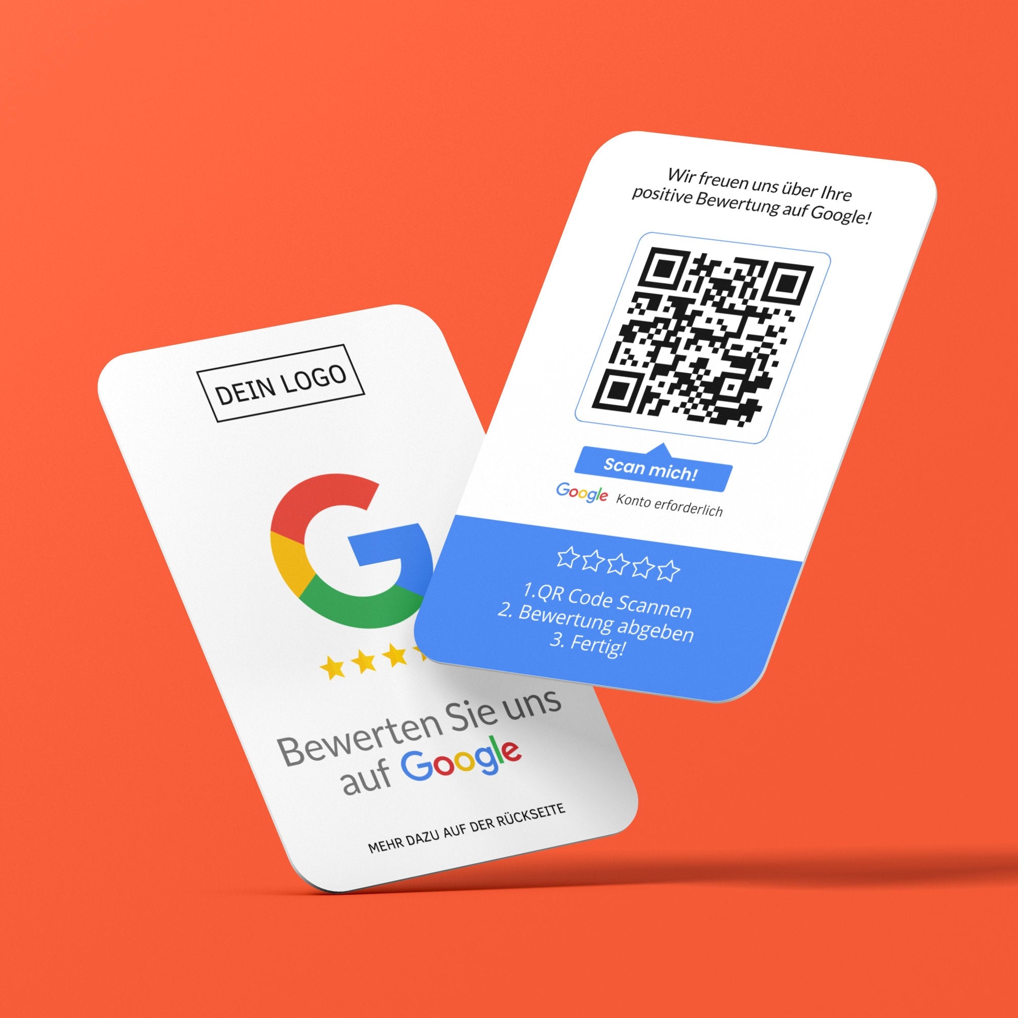 Bewertungskarten mit Logo für Google Bewertung mit QR-Code - ReviewMe
