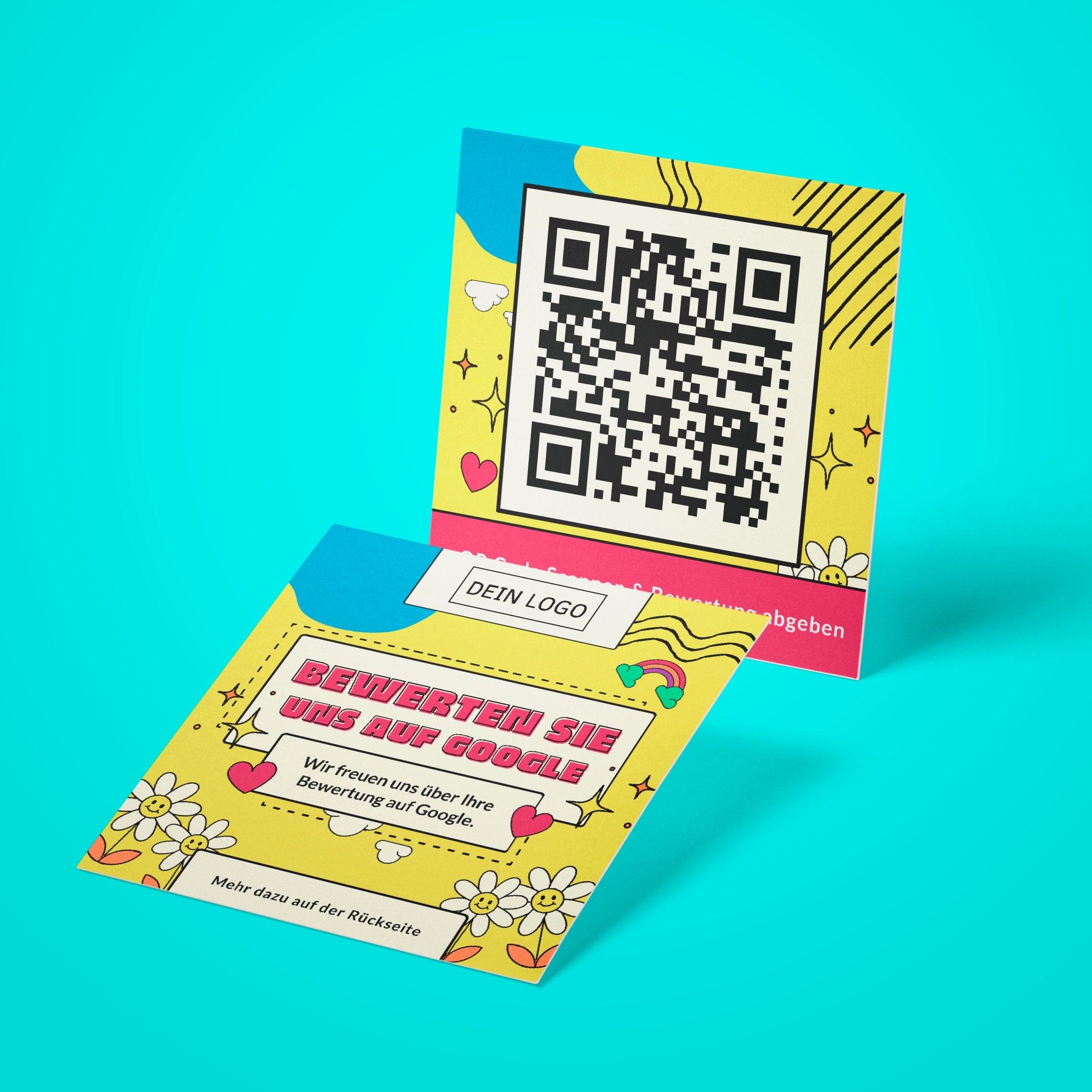 Bewertungskarten für Google Bewertung mit QR-Code "Playful" - ReviewMe
