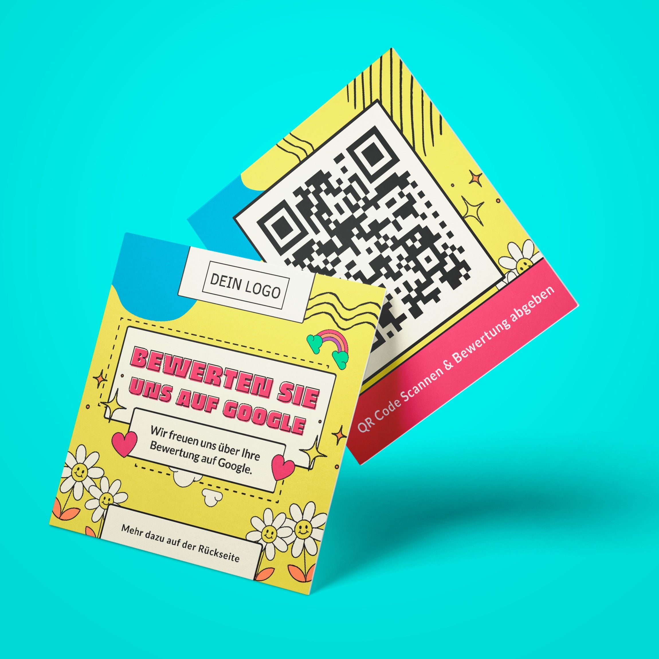 Bewertungskarten für Google Bewertung mit QR-Code "Playful" - ReviewMe