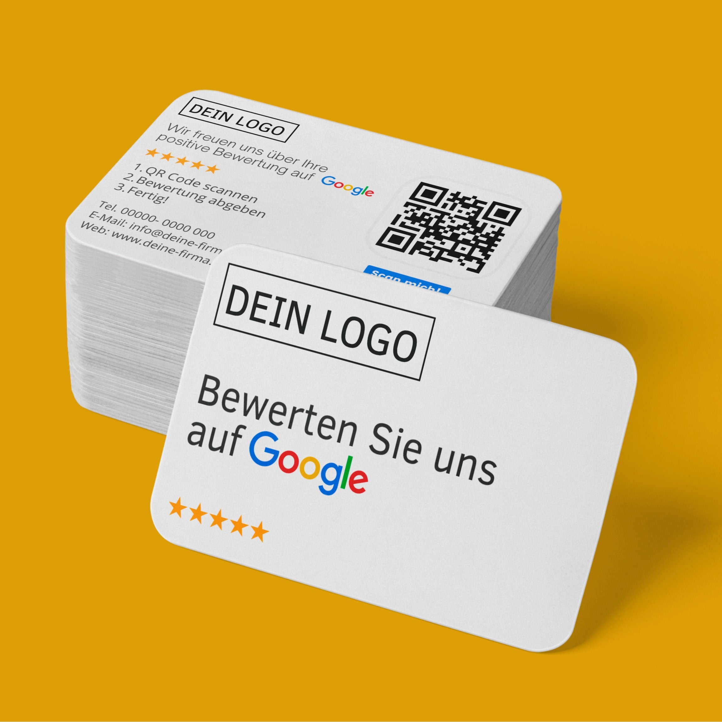 Weiß Google Bewertungskarten Visitenkarte mit QR-Code und Logo - ReviewMe