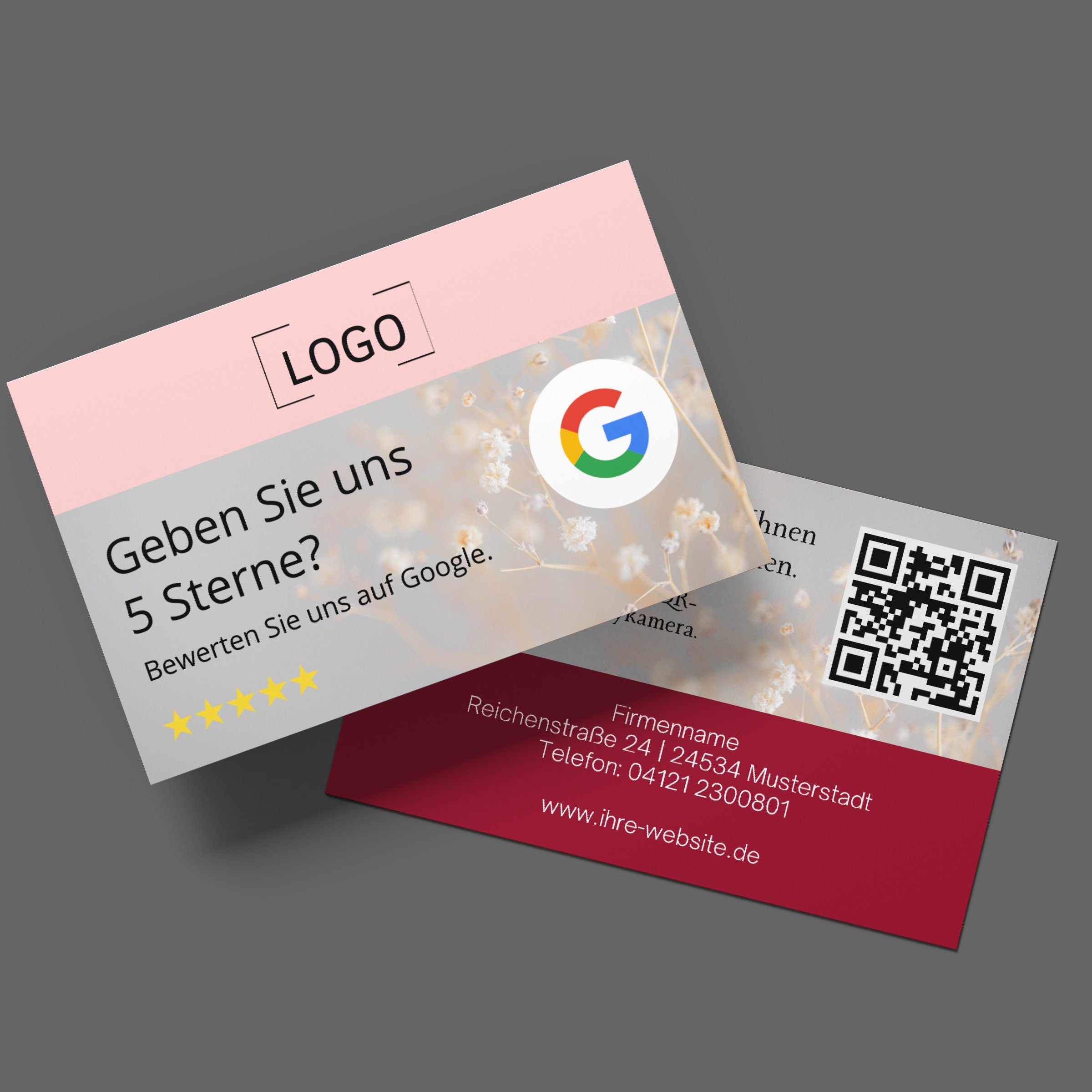 Visitenkarte für Google Bewertung mit QR-Code Bewertungskarten Klassisch | Dankeskarten - ReviewMe