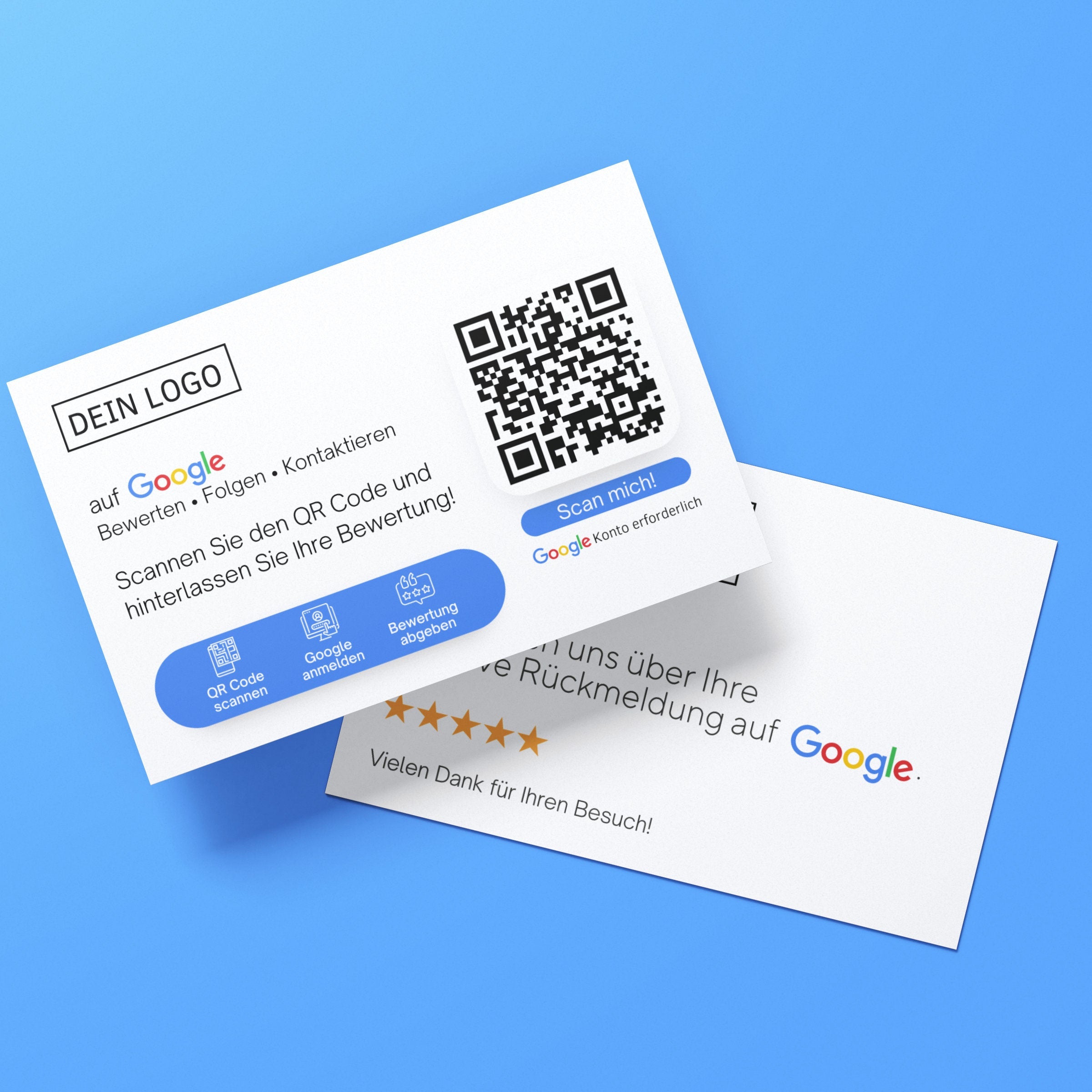 Bewertungskarten für Google mit QR-Code Icon Style - ReviewMe