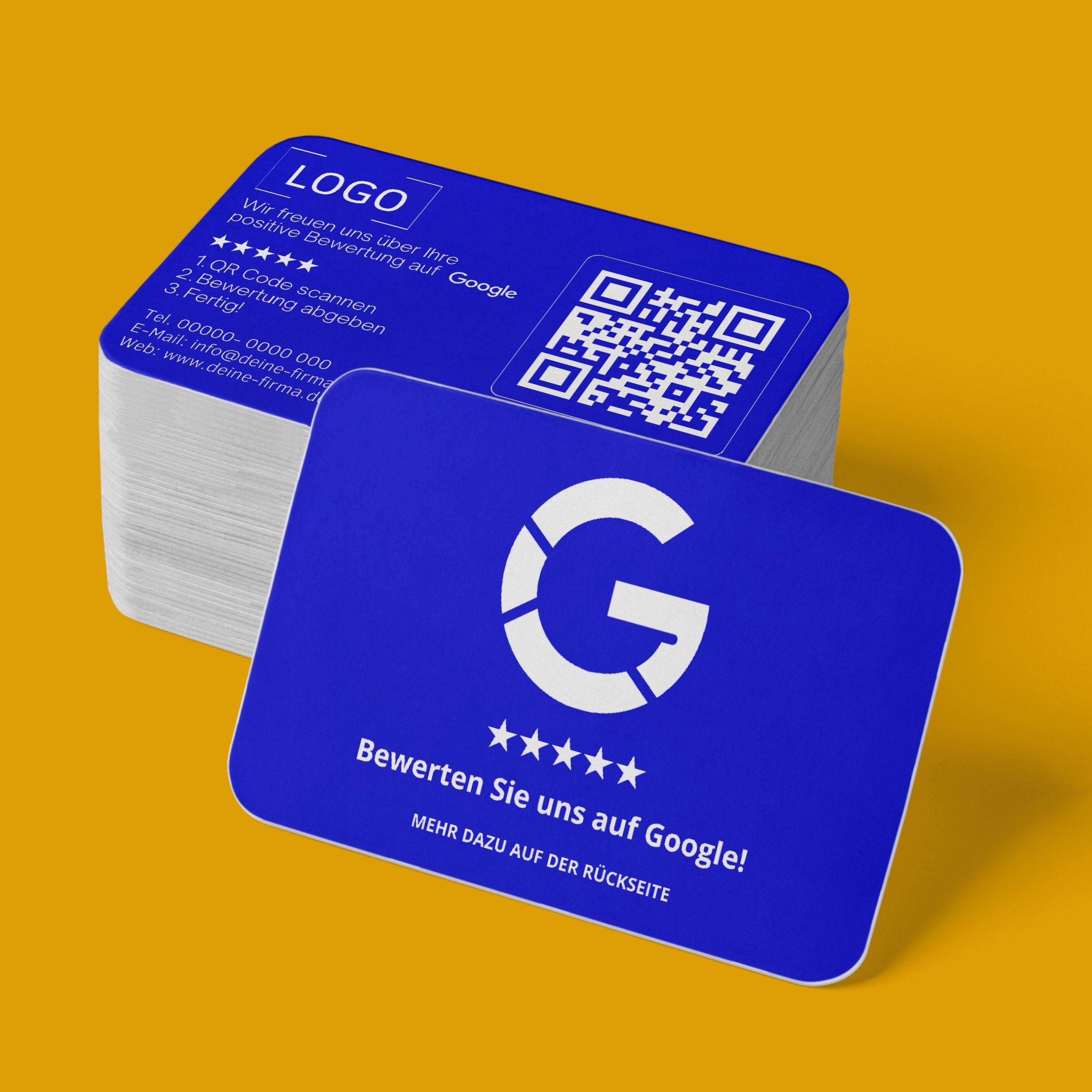 Farbige Google Bewertungskarten Visitenkarte mit QR-Code und Logo | Dankeskarten Rot - ReviewMe