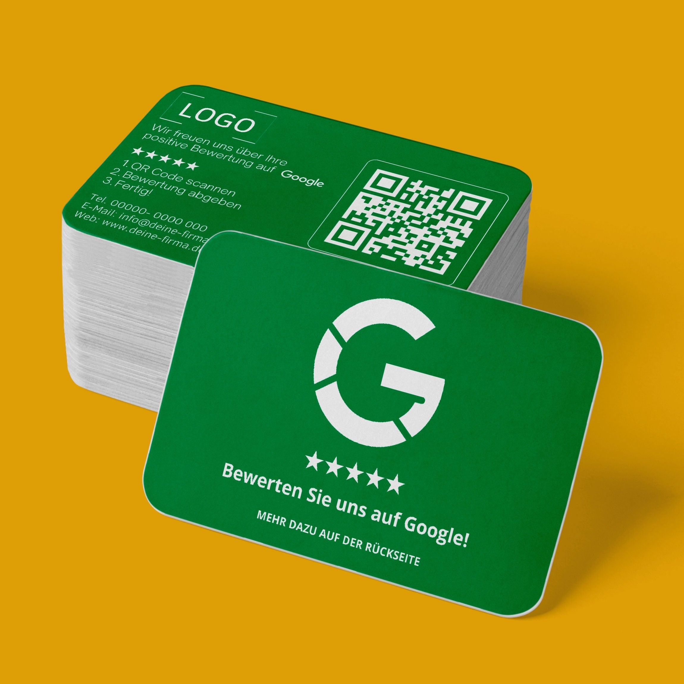 Farbige Google Bewertungskarten Visitenkarte mit QR-Code und Logo | Dankeskarten Rot - ReviewMe