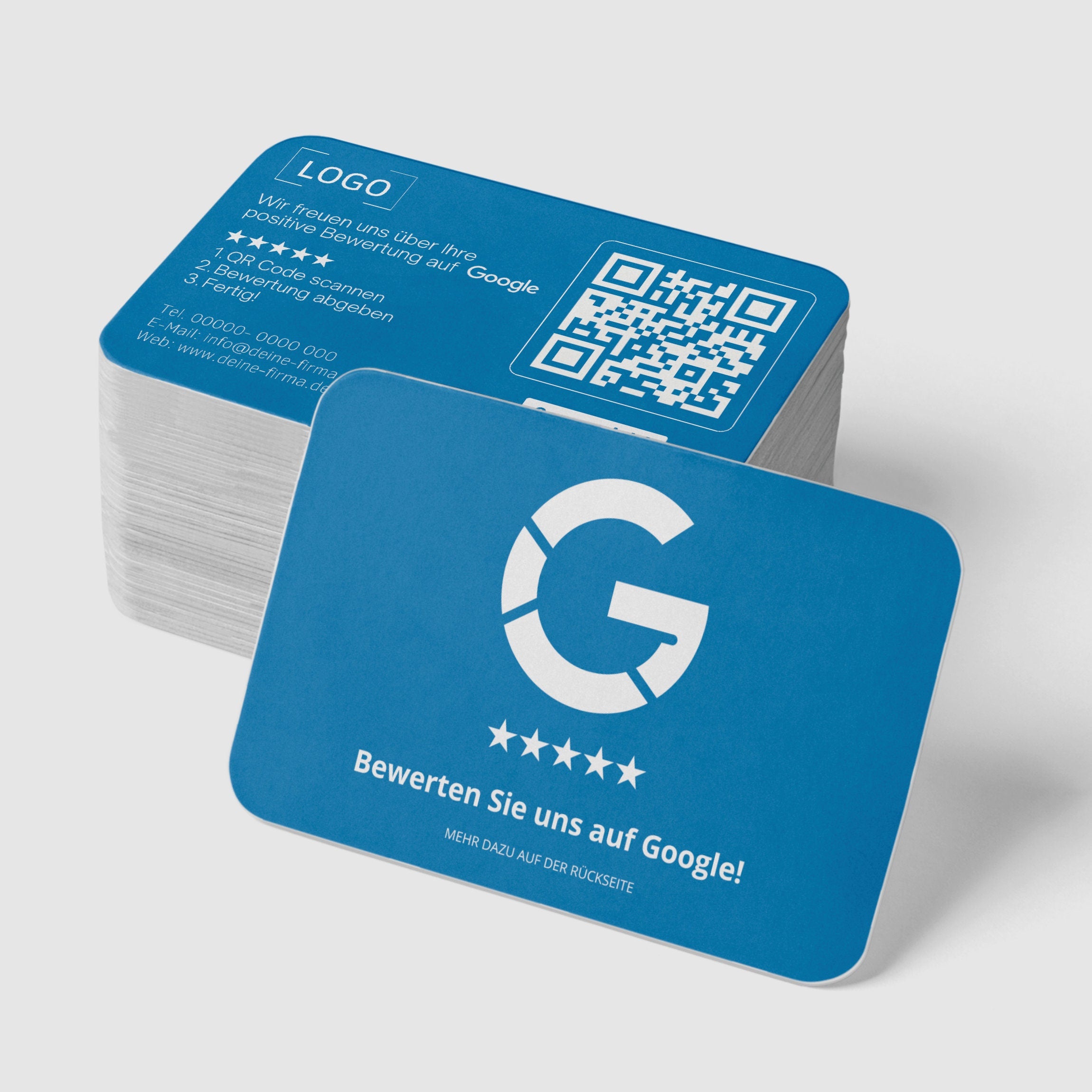 Farbige Google Bewertungskarten Visitenkarte mit QR-Code und Logo | Dankeskarten Rot - ReviewMe