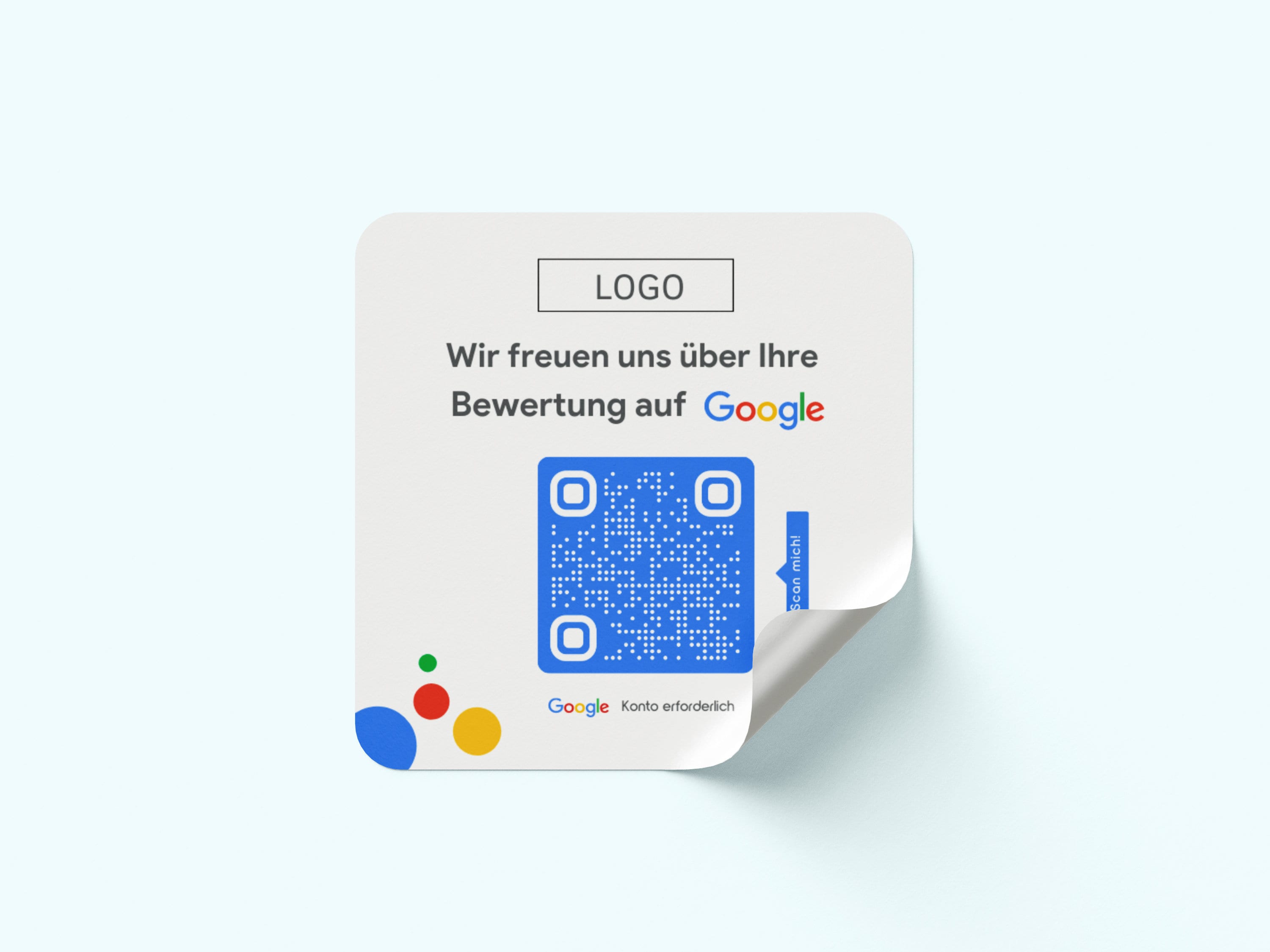 Google Bewertung Logo QR-Code Sticker - Quadratische Etiketten auf Rolle Modern - ReviewMe