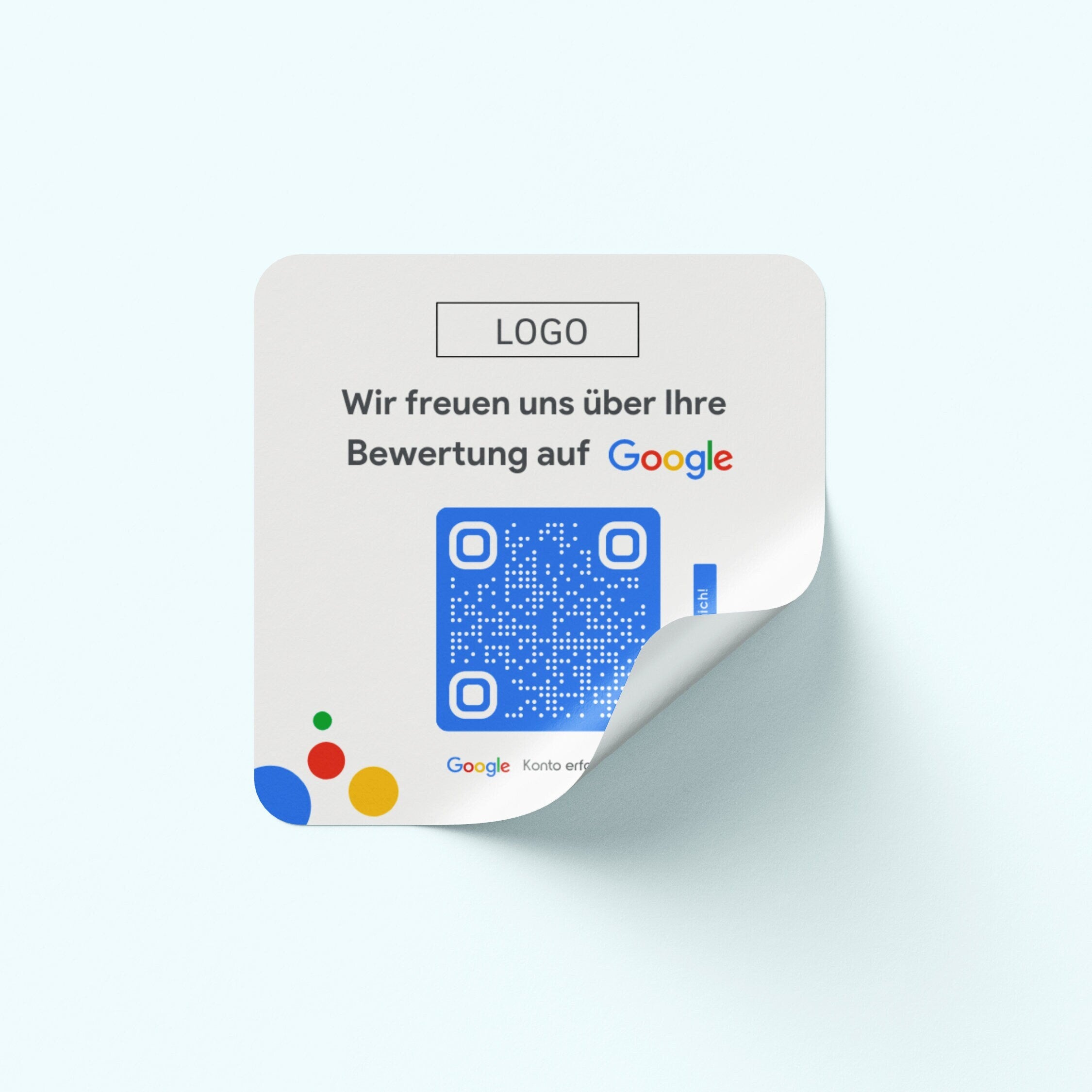 Google Bewertung Logo QR-Code Sticker - Quadratische Etiketten auf Rolle Modern - ReviewMe