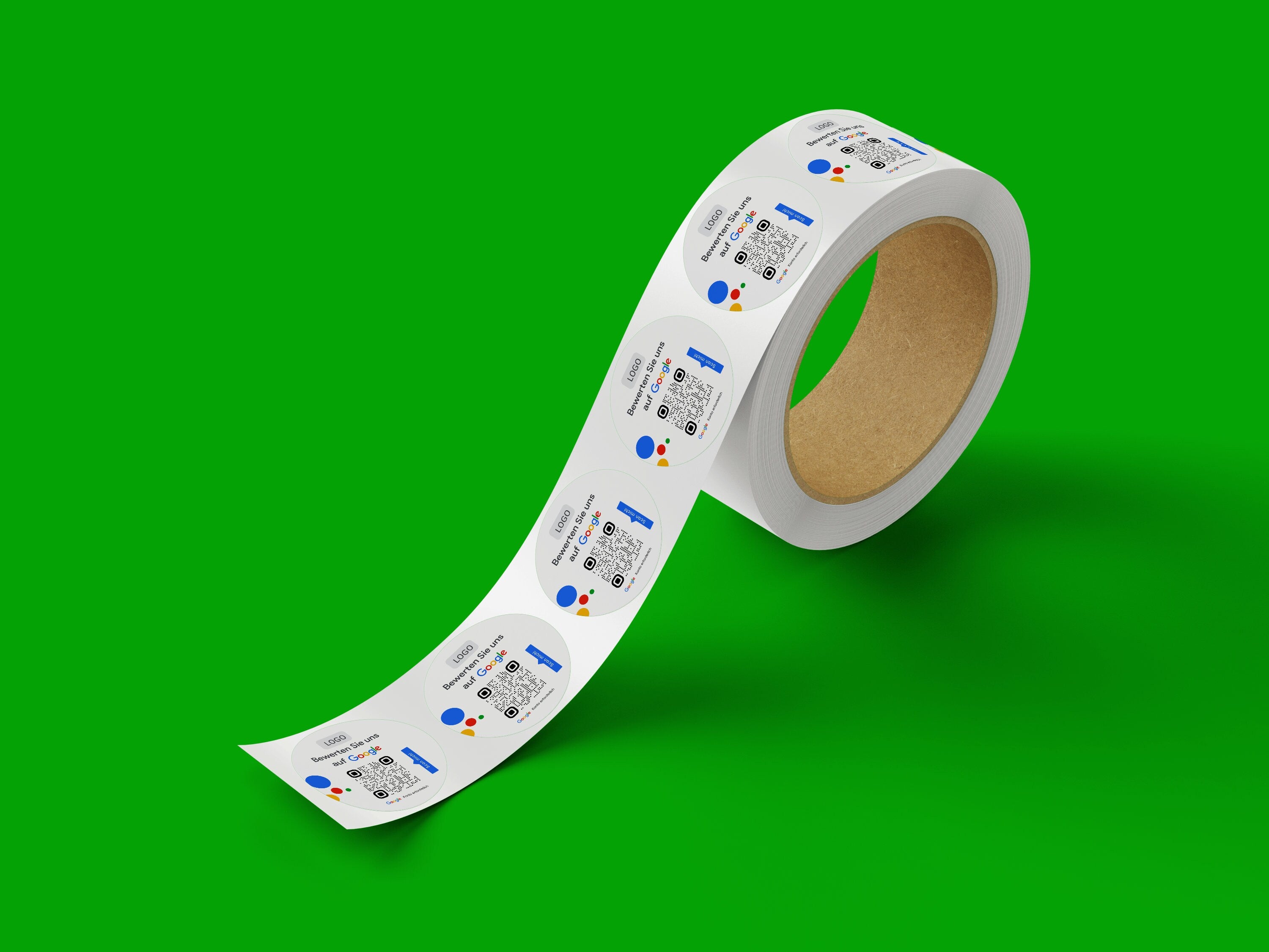 Google Bewertung Logo QR-Code Sticker - Personalisierte Etiketten auf Rolle Weiß mit Logo - ReviewMe