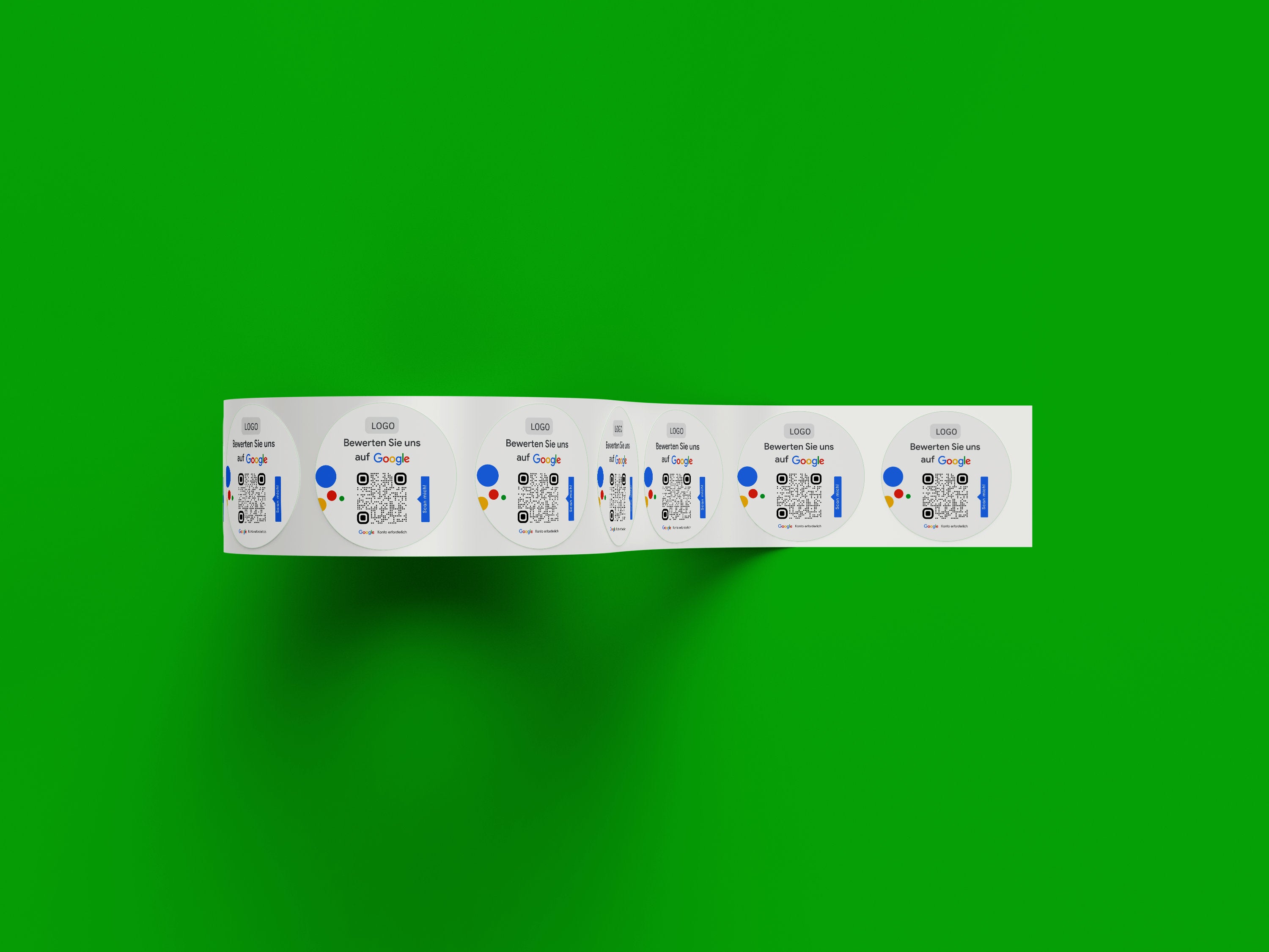 Google Bewertung Logo QR-Code Sticker - Personalisierte Etiketten auf Rolle Weiß mit Logo - ReviewMe