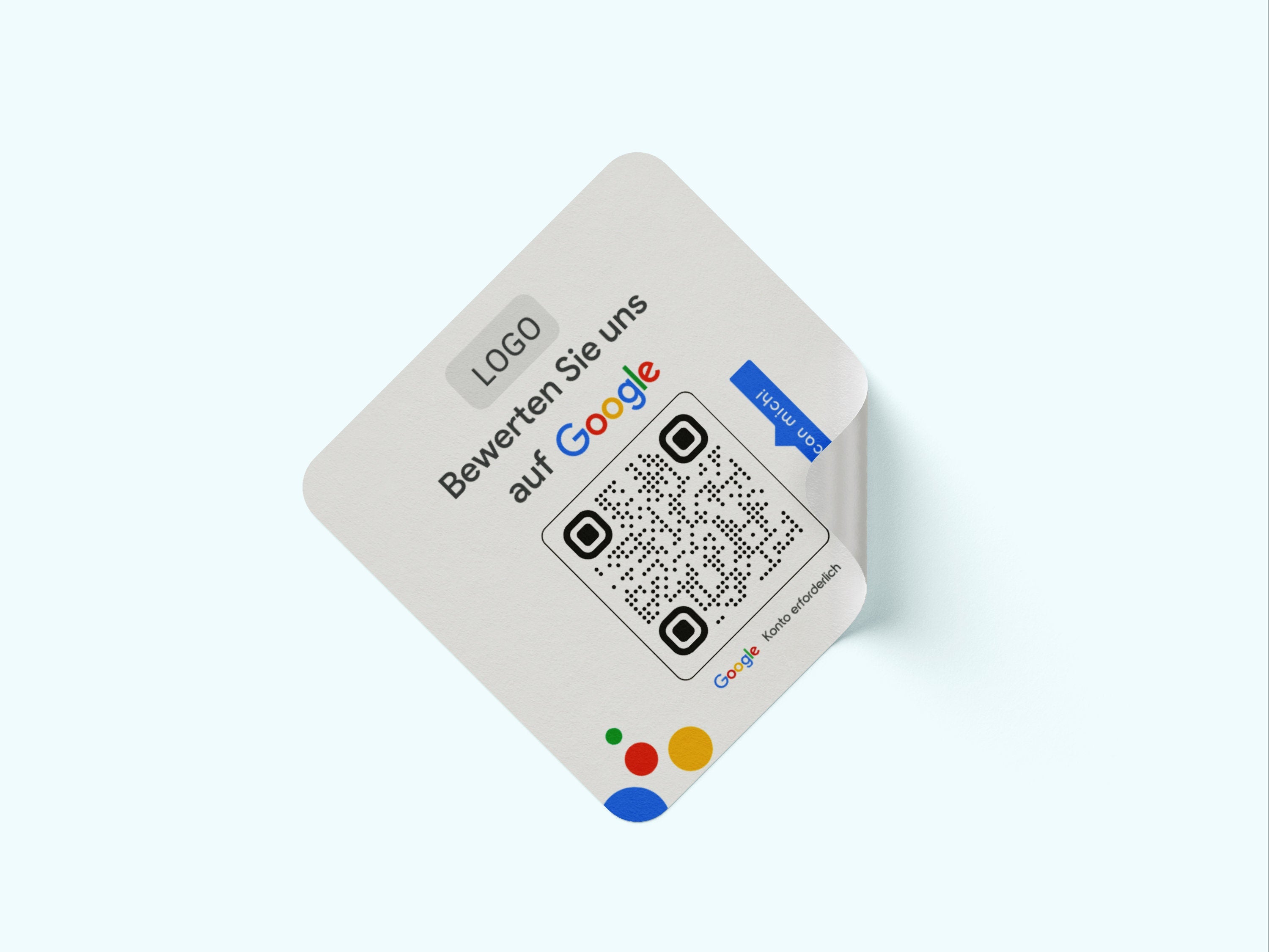 Google Bewertung Logo QR-Code Sticker - Quadratische Etiketten auf Rolle Modern Weiß - ReviewMe