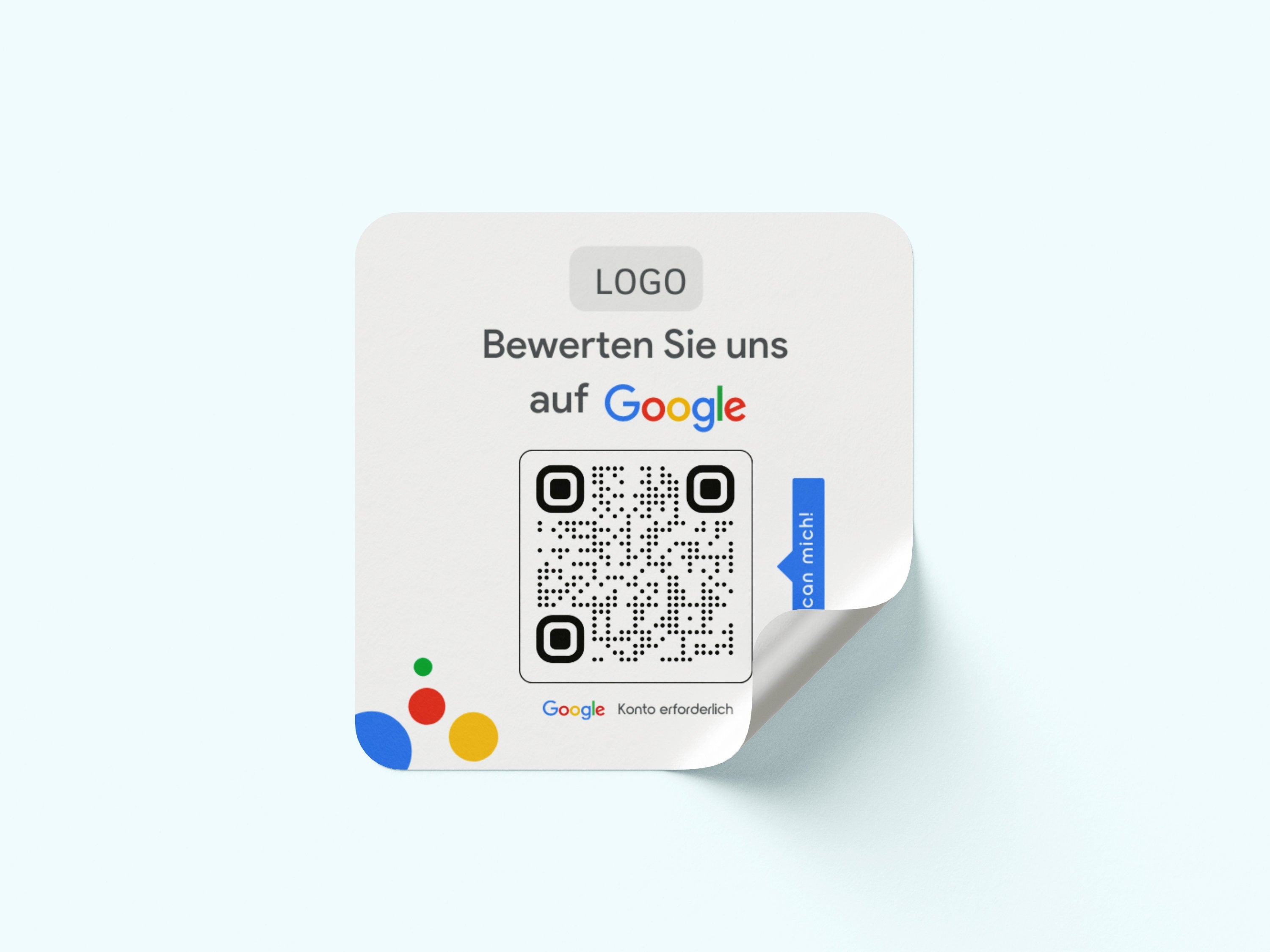 Google Bewertung Logo QR-Code Sticker - Quadratische Etiketten auf Rolle Modern Weiß - ReviewMe