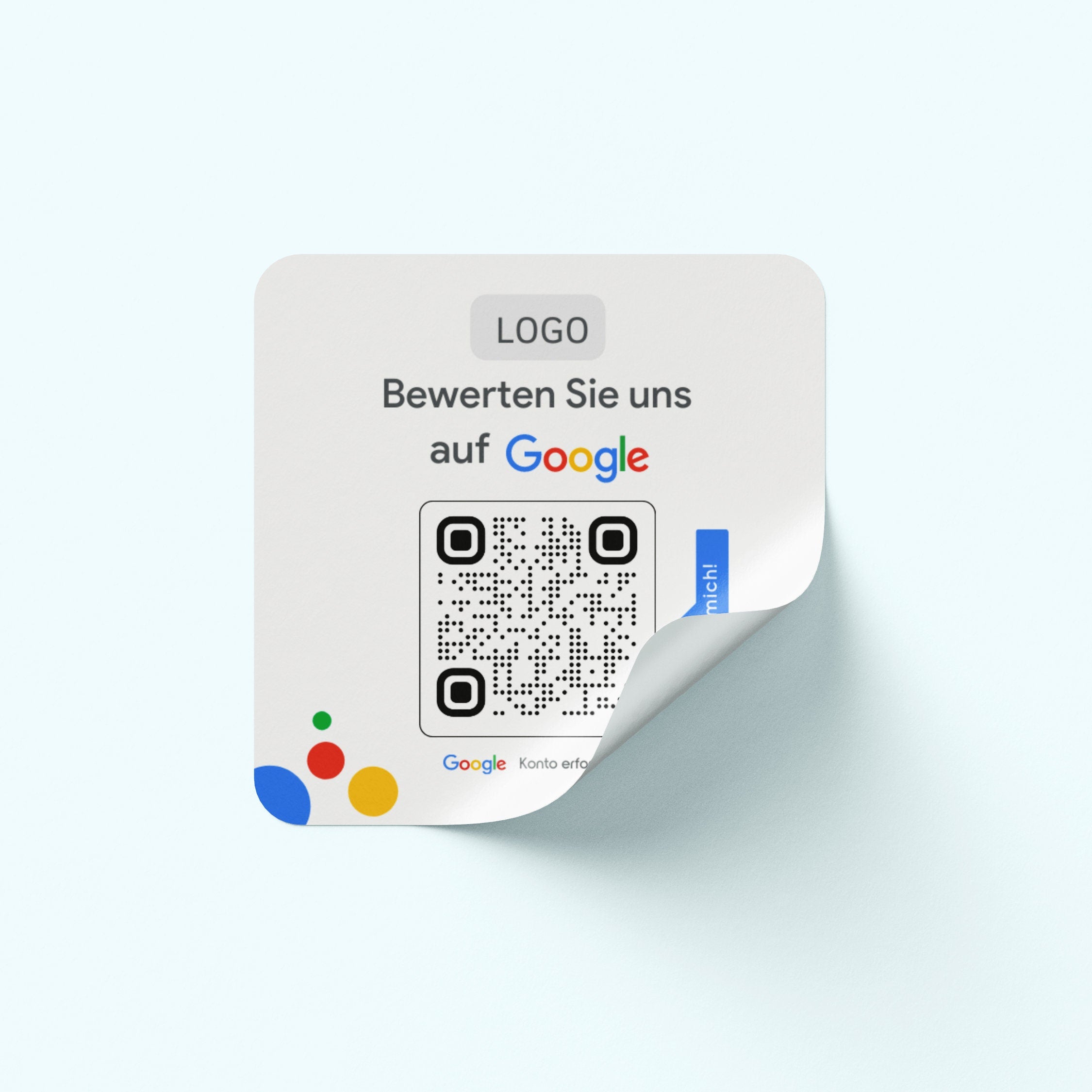 Google Bewertung Logo QR-Code Sticker - Quadratische Etiketten auf Rolle Modern Weiß - ReviewMe