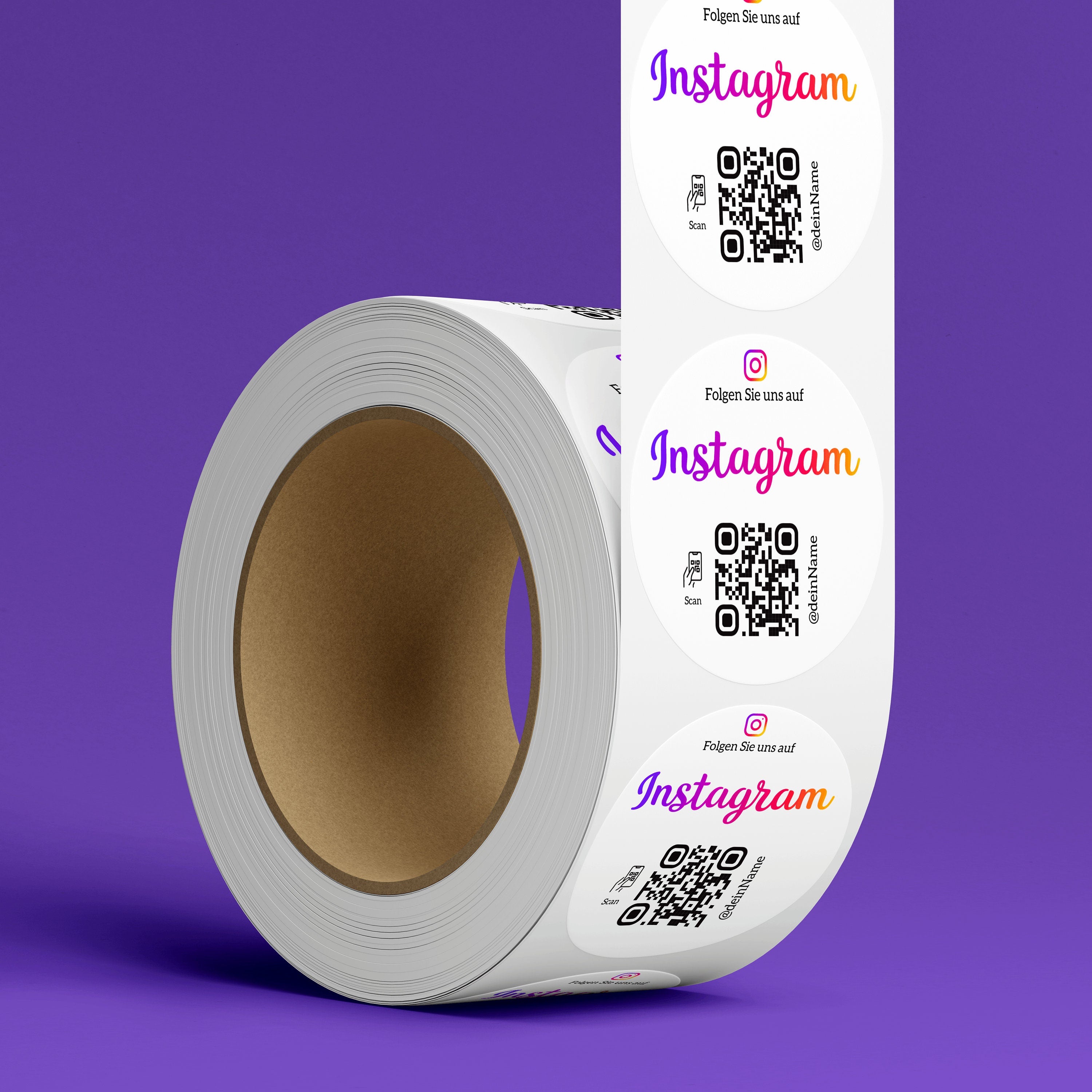 Instagram Follower QR-Code Sticker - Personalisierte Etiketten auf Rolle 1 - ReviewMe