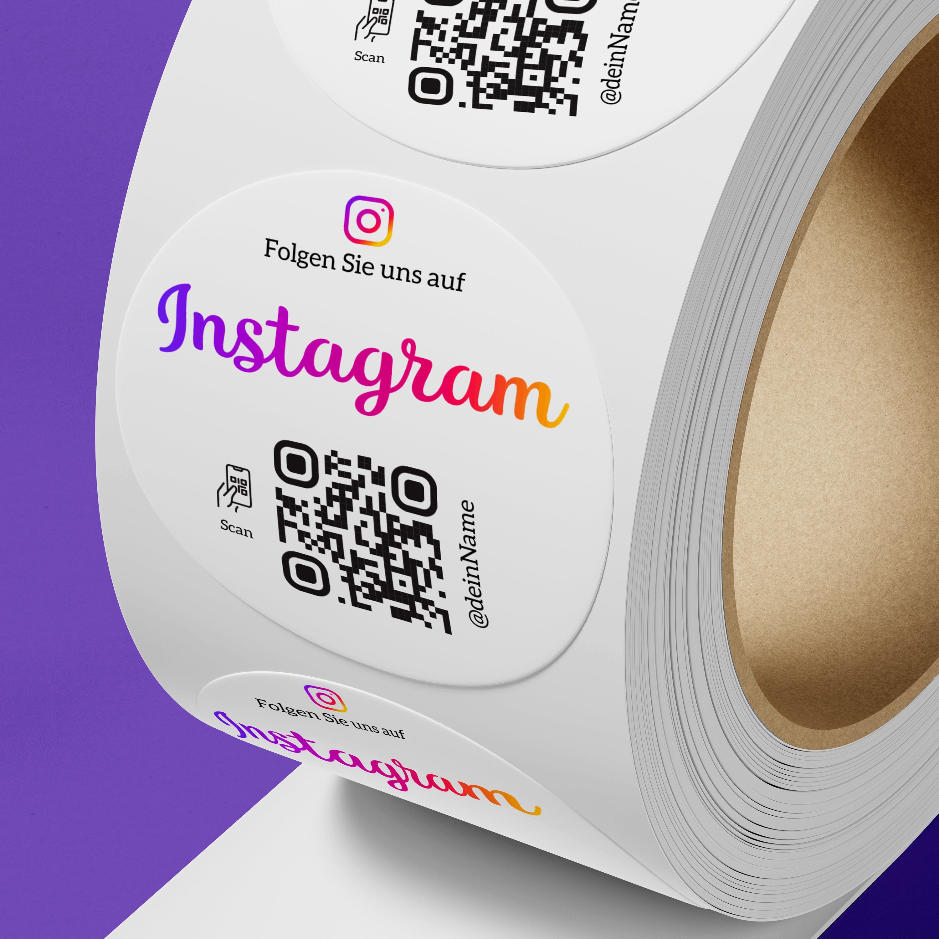 Instagram Follower QR-Code Sticker - Personalisierte Etiketten auf Rolle 1 - ReviewMe
