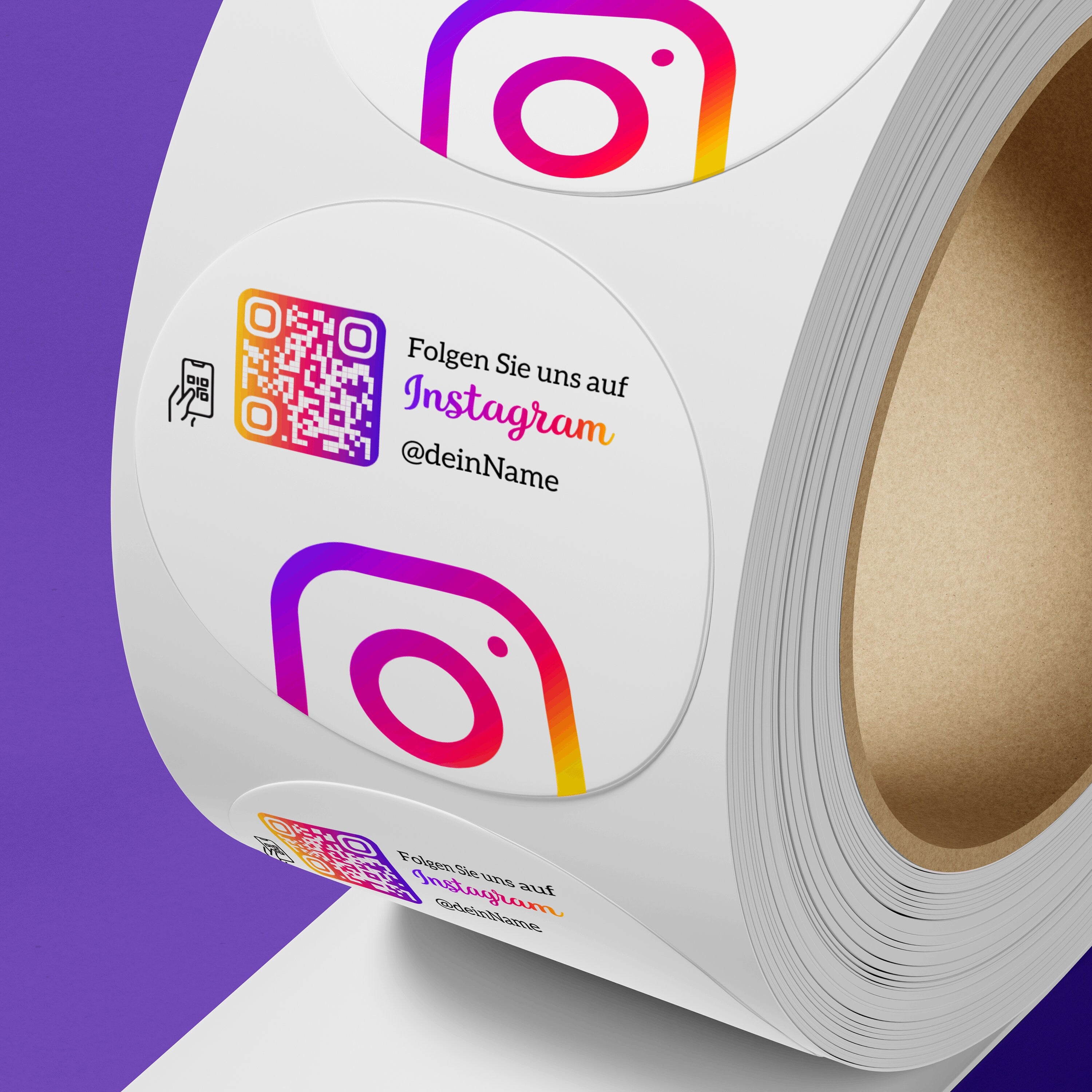 Instagram Follower QR-Code Sticker - Personalisierte Etiketten auf Rolle 4 - ReviewMe
