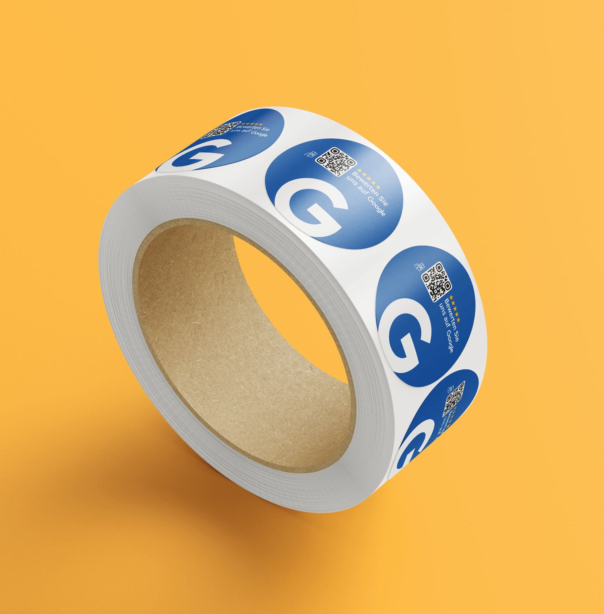 Google Bewertung QR-Code Sticker - Personalisierte Etiketten auf Rolle Blau - ReviewMe