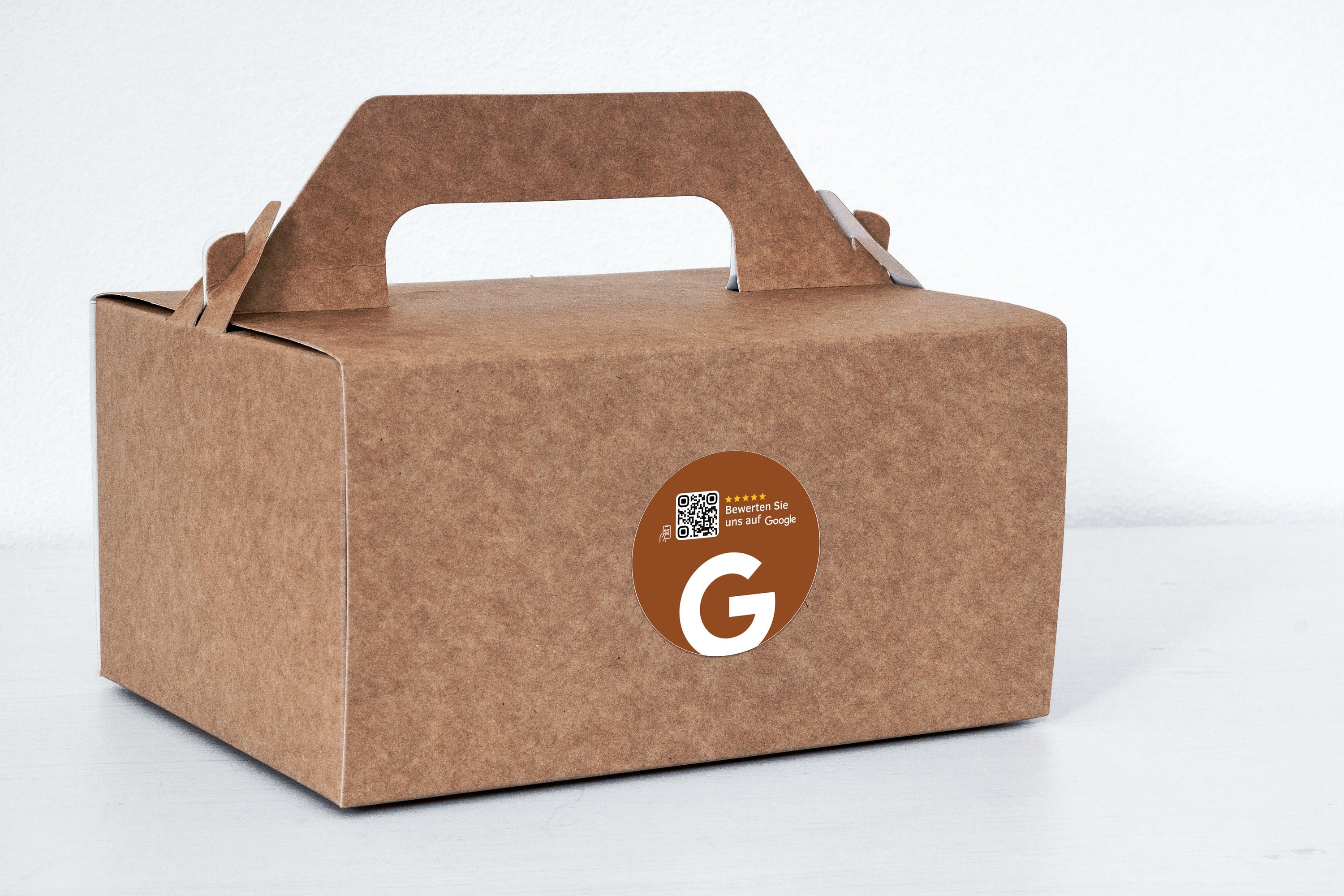Google Bewertung QR-Code Sticker - Personalisierte Etiketten auf Rolle Braun - ReviewMe