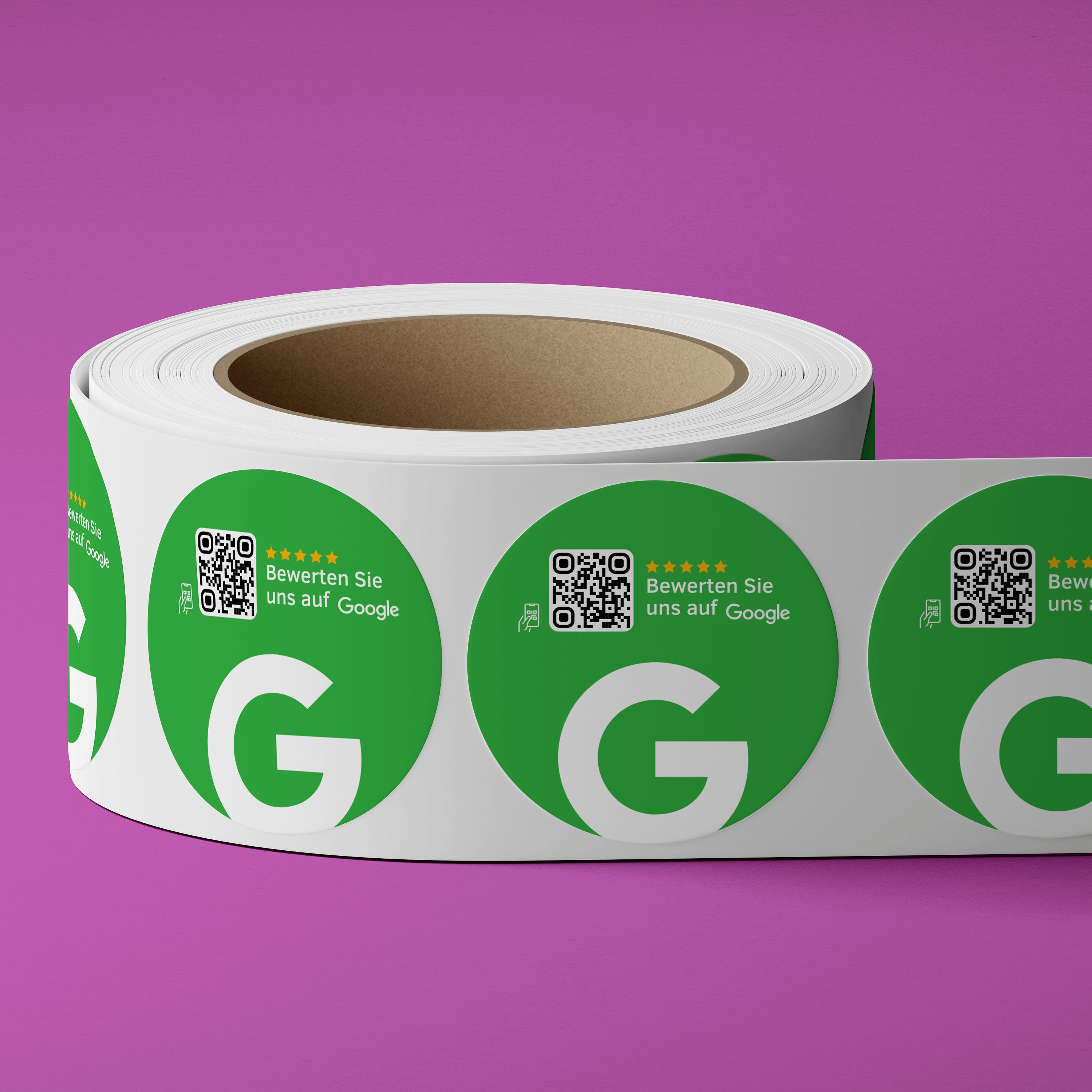 Google Bewertung QR-Code Sticker - Personalisierte Etiketten auf Rolle Grün - ReviewMe