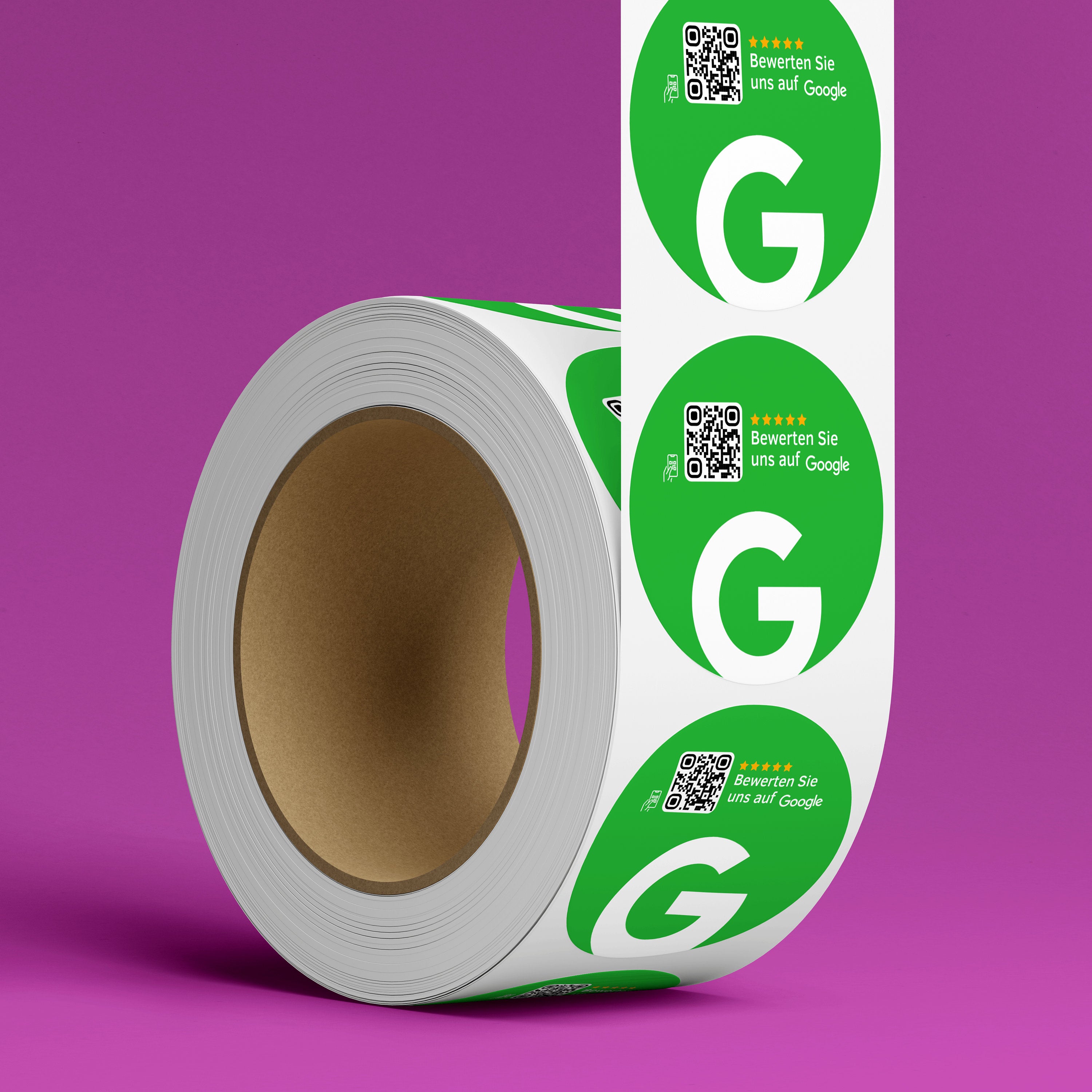 Google Bewertung QR-Code Sticker - Personalisierte Etiketten auf Rolle Grün - ReviewMe
