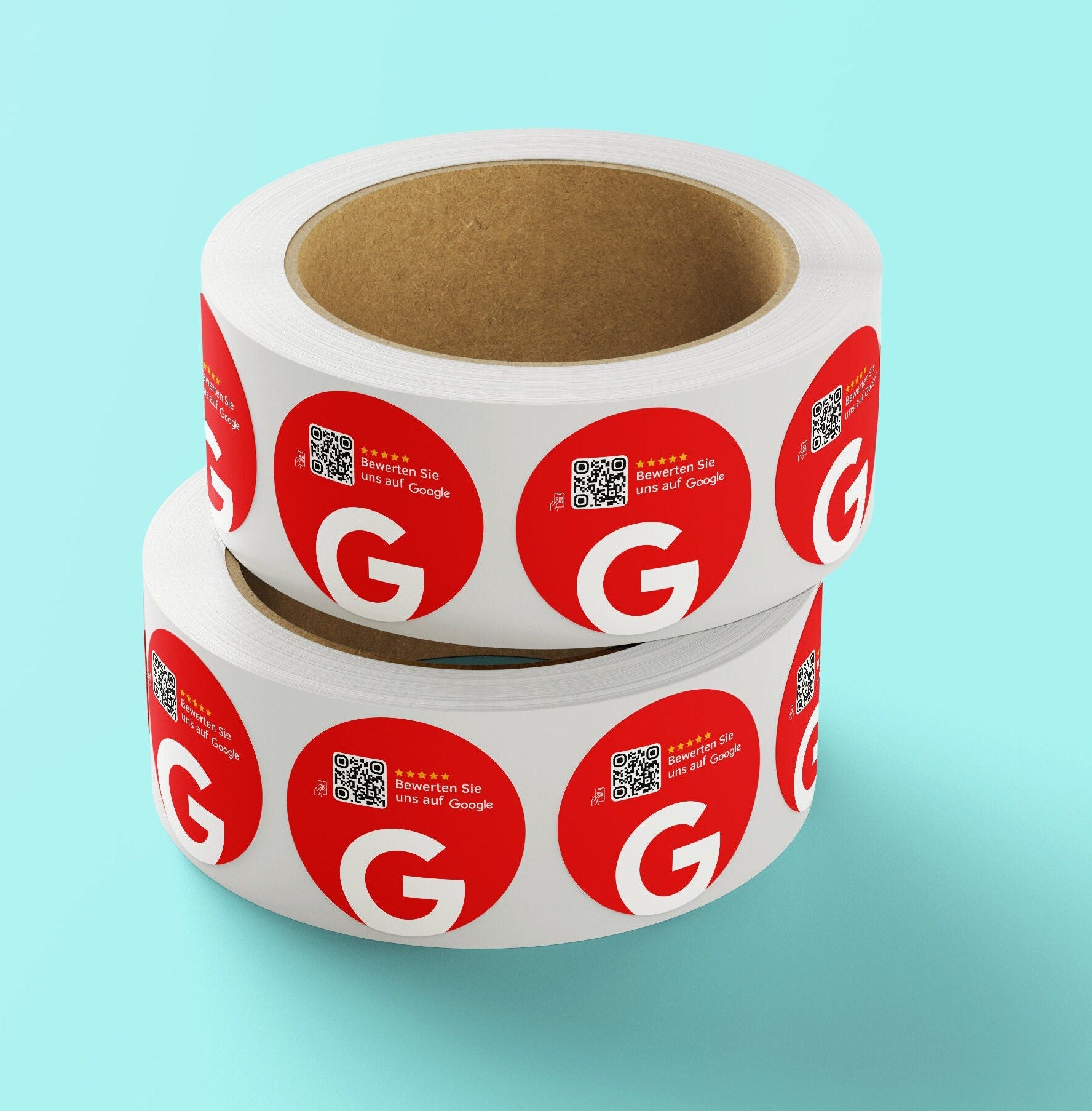 Google Bewertung QR-Code Sticker - Personalisierte Etiketten auf Rolle Rot - ReviewMe