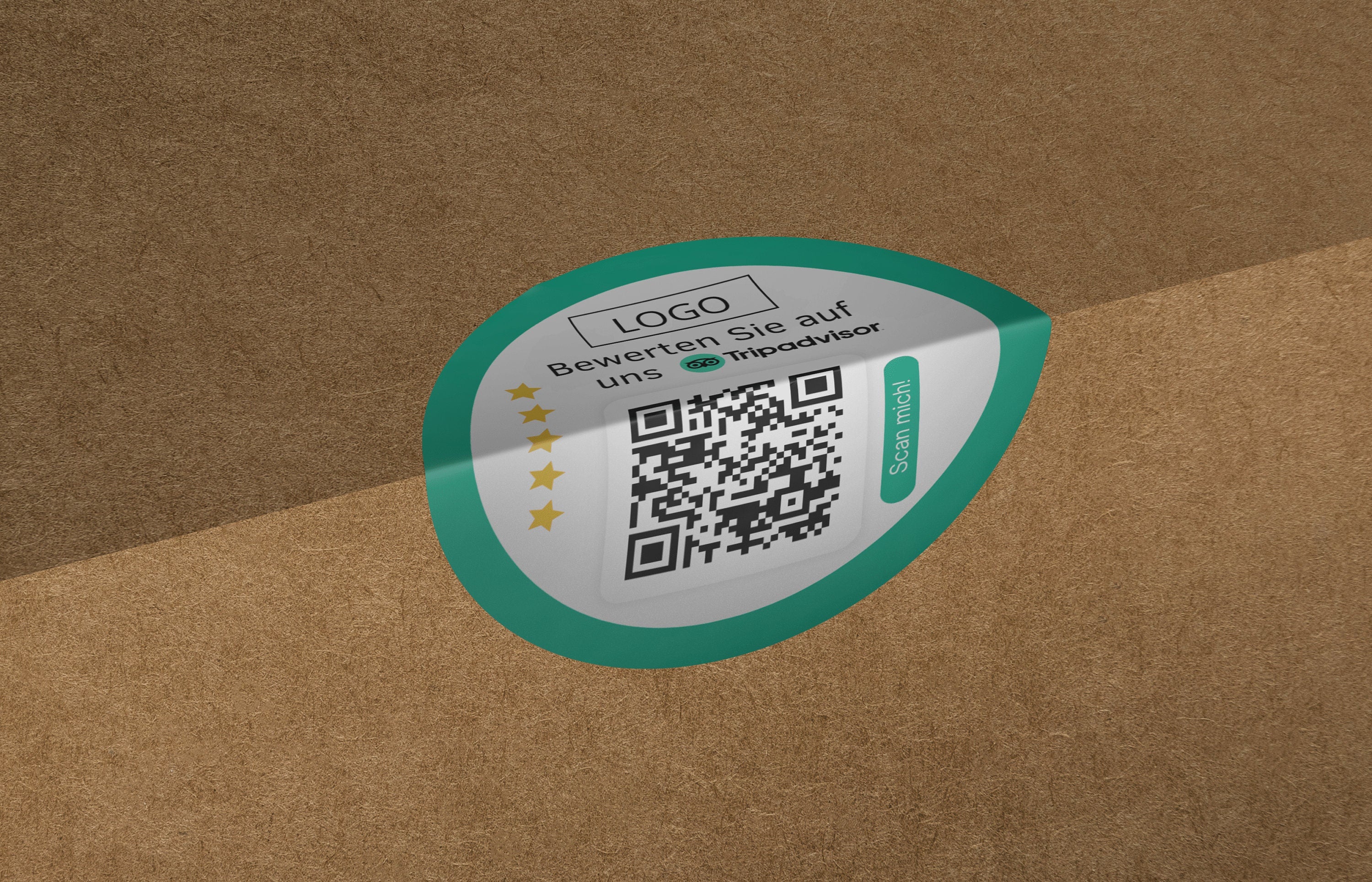 Tripadvisor Bewertung QR-Code Sticker - Personalisierte Etiketten auf Rolle mit Logo - ReviewMe