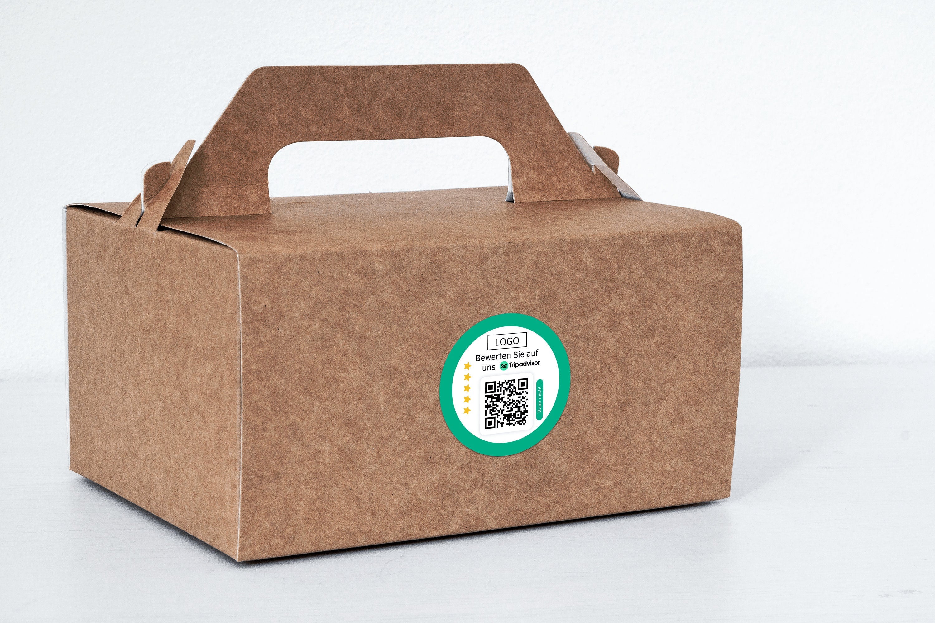 Tripadvisor Bewertung QR-Code Sticker - Personalisierte Etiketten auf Rolle mit Logo - ReviewMe