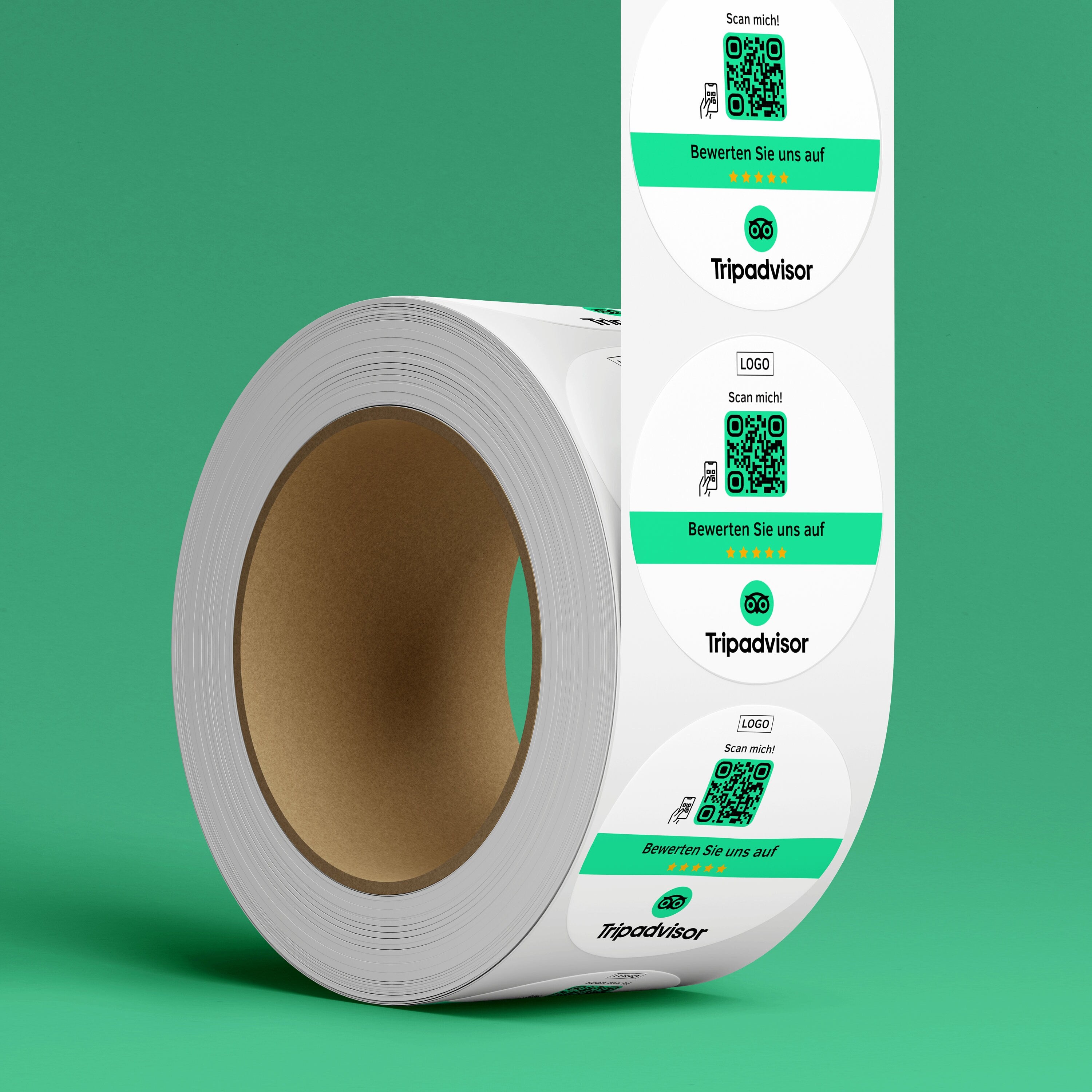 Tripadvisor Bewertung QR-Code Sticker - Personalisierte Etiketten auf Rolle - ReviewMe