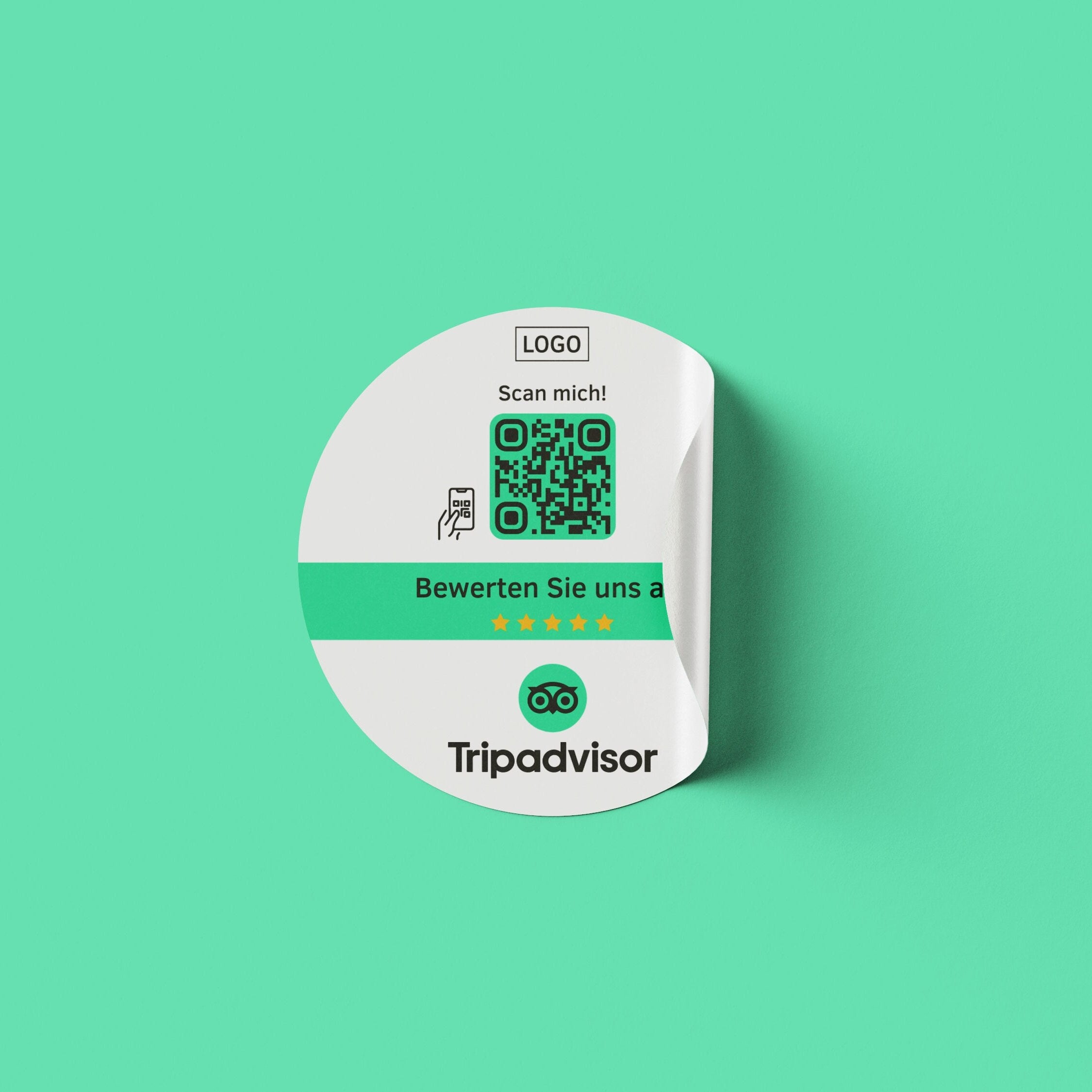 Tripadvisor Bewertung QR-Code Sticker - Personalisierte Etiketten auf Rolle - ReviewMe