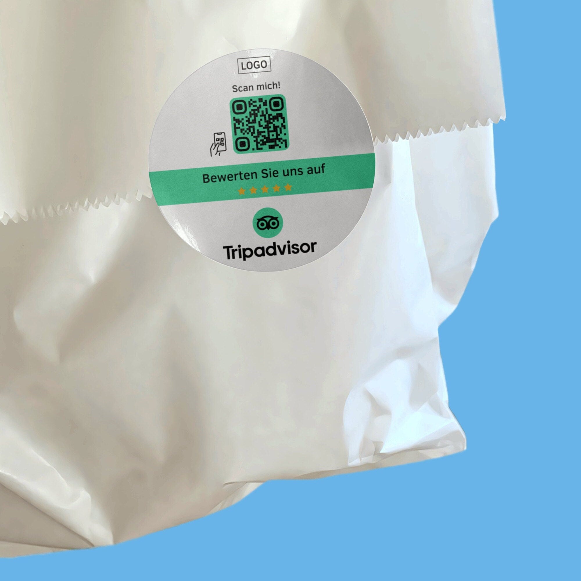 Tripadvisor Bewertung QR-Code Sticker - Personalisierte Etiketten auf Rolle - ReviewMe