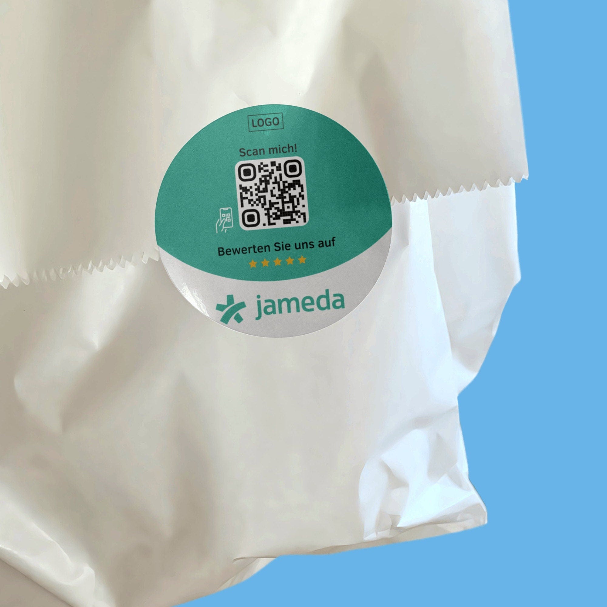 Jameda Bewertung QR-Code Sticker - Personalisierte Etiketten auf Rolle - ReviewMe