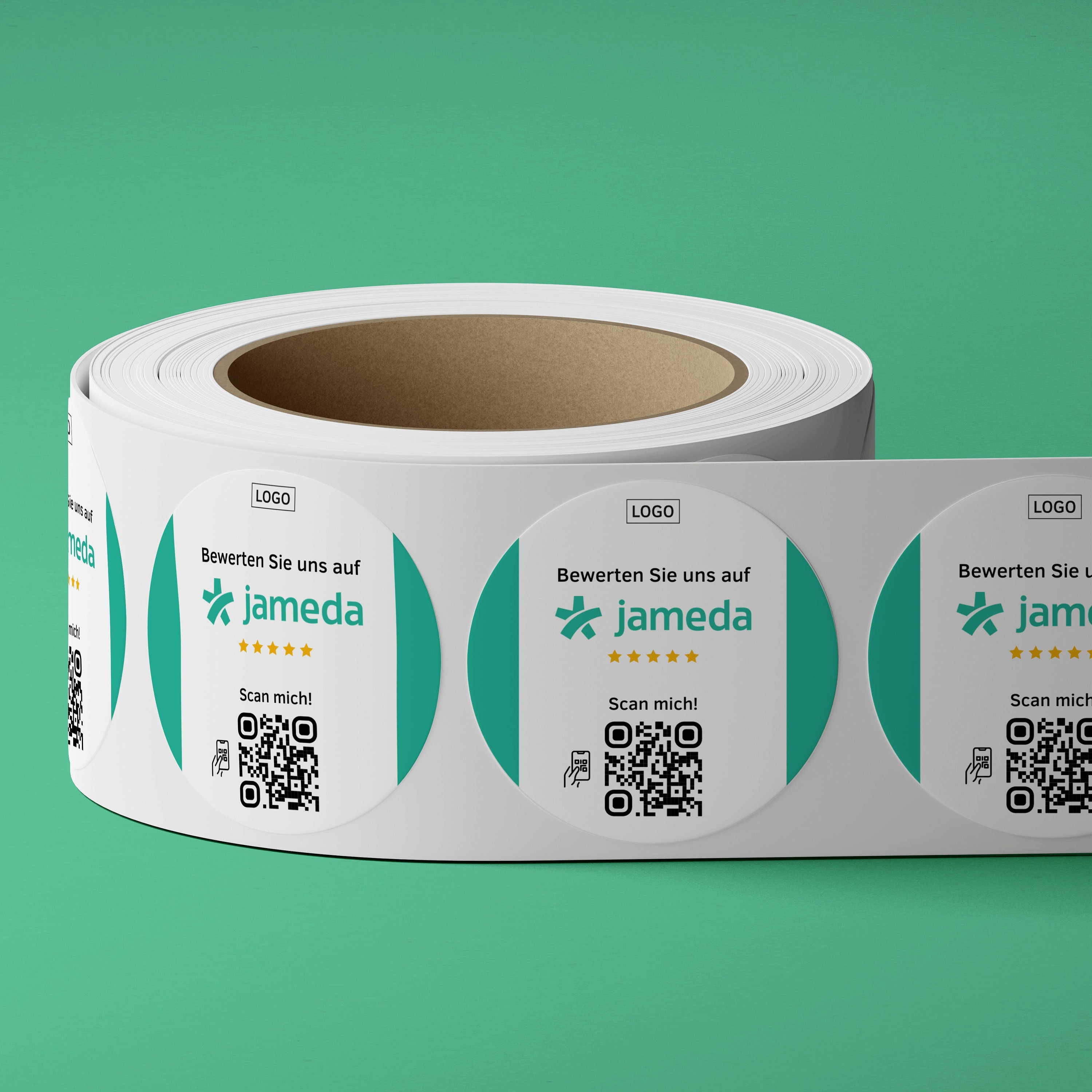 Jameda Bewertung QR-Code Sticker - Personalisierte Etiketten auf Rolle 1 - ReviewMe