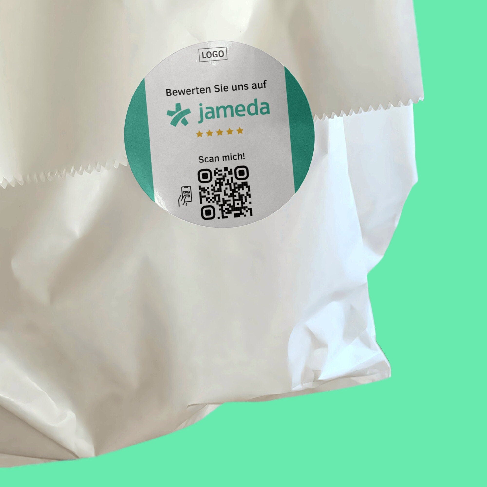 Jameda Bewertung QR-Code Sticker - Personalisierte Etiketten auf Rolle 1 - ReviewMe