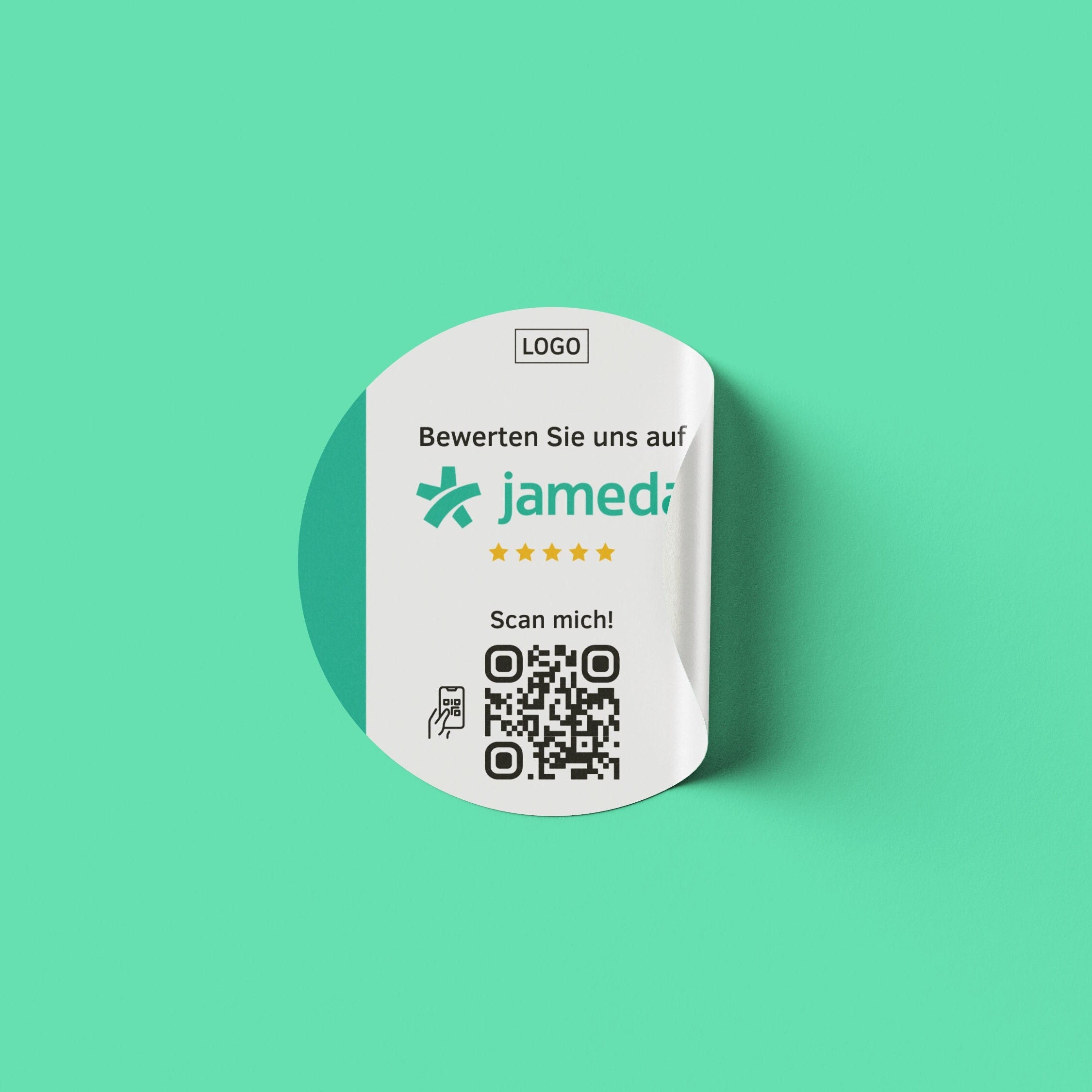Jameda Bewertung QR-Code Sticker - Personalisierte Etiketten auf Rolle 1 - ReviewMe