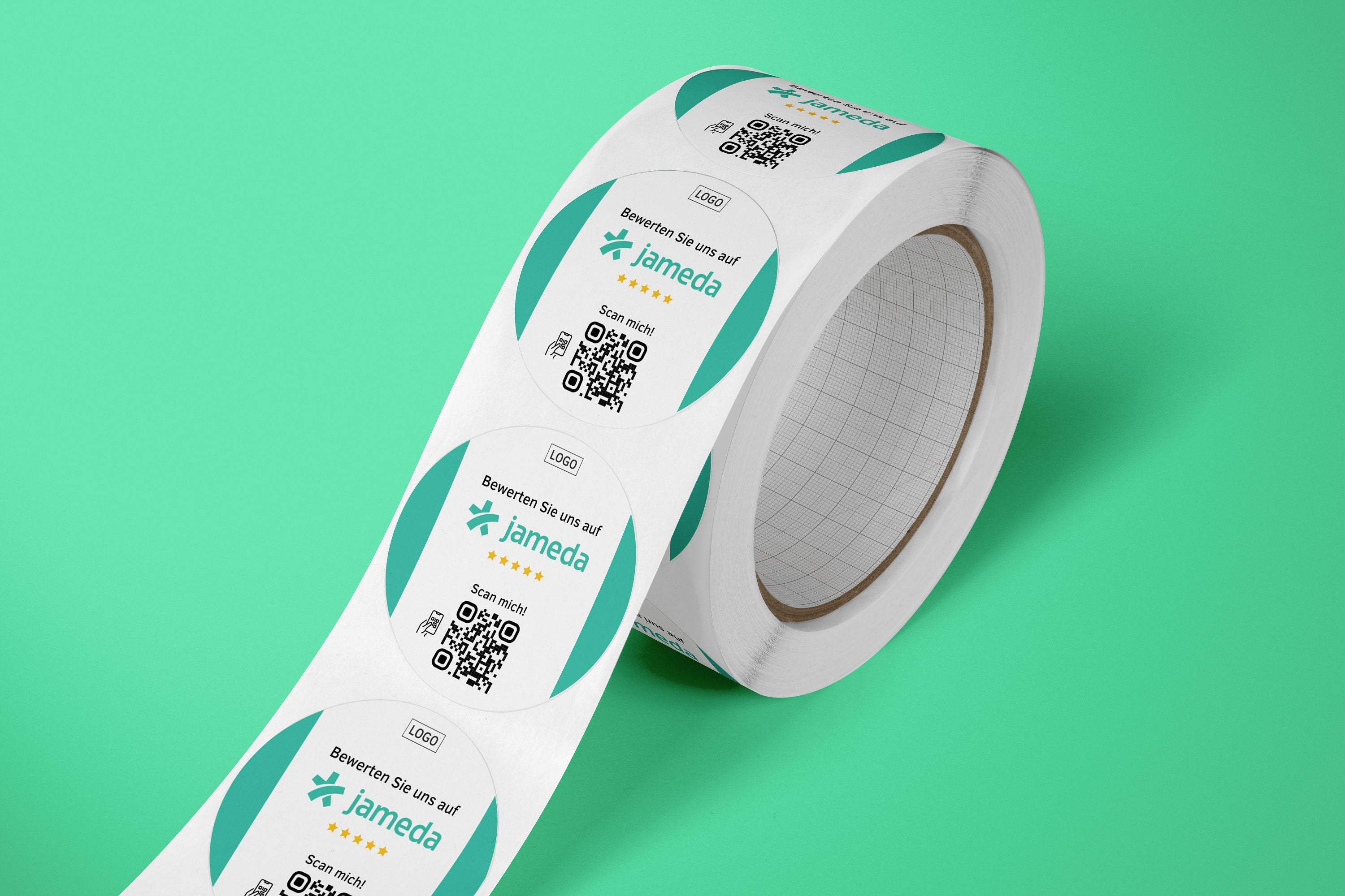 Jameda Bewertung QR-Code Sticker - Personalisierte Etiketten auf Rolle 1 - ReviewMe