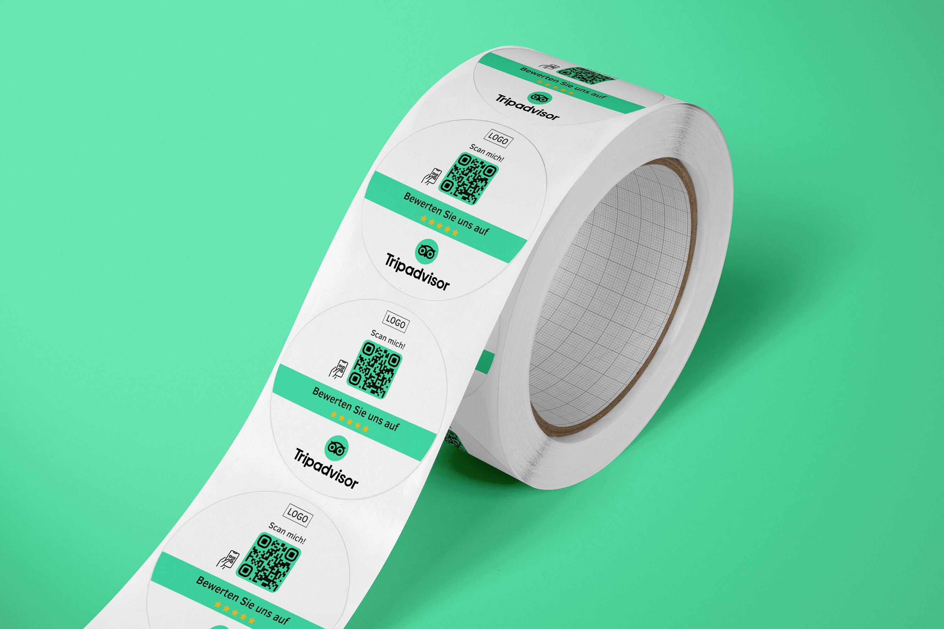 Tripadvisor Bewertung QR-Code Sticker - Personalisierte Etiketten auf Rolle - ReviewMe