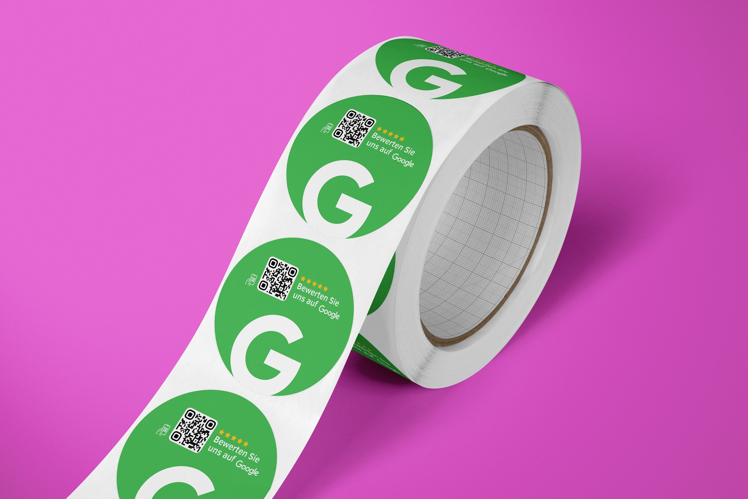 Google Bewertung QR-Code Sticker - Personalisierte Etiketten auf Rolle Grün - ReviewMe