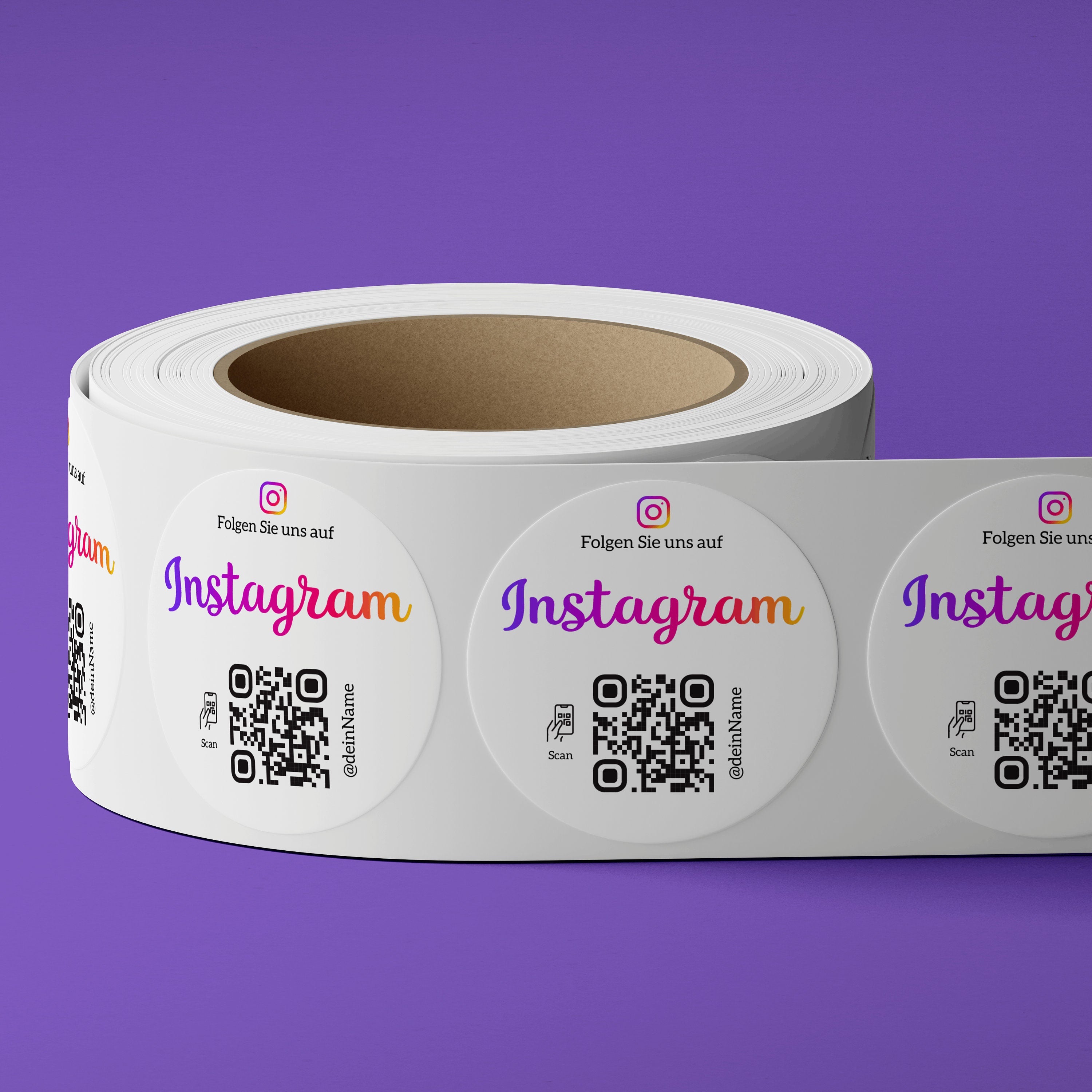 Instagram Follower QR-Code Sticker - Personalisierte Etiketten auf Rolle 1 - ReviewMe