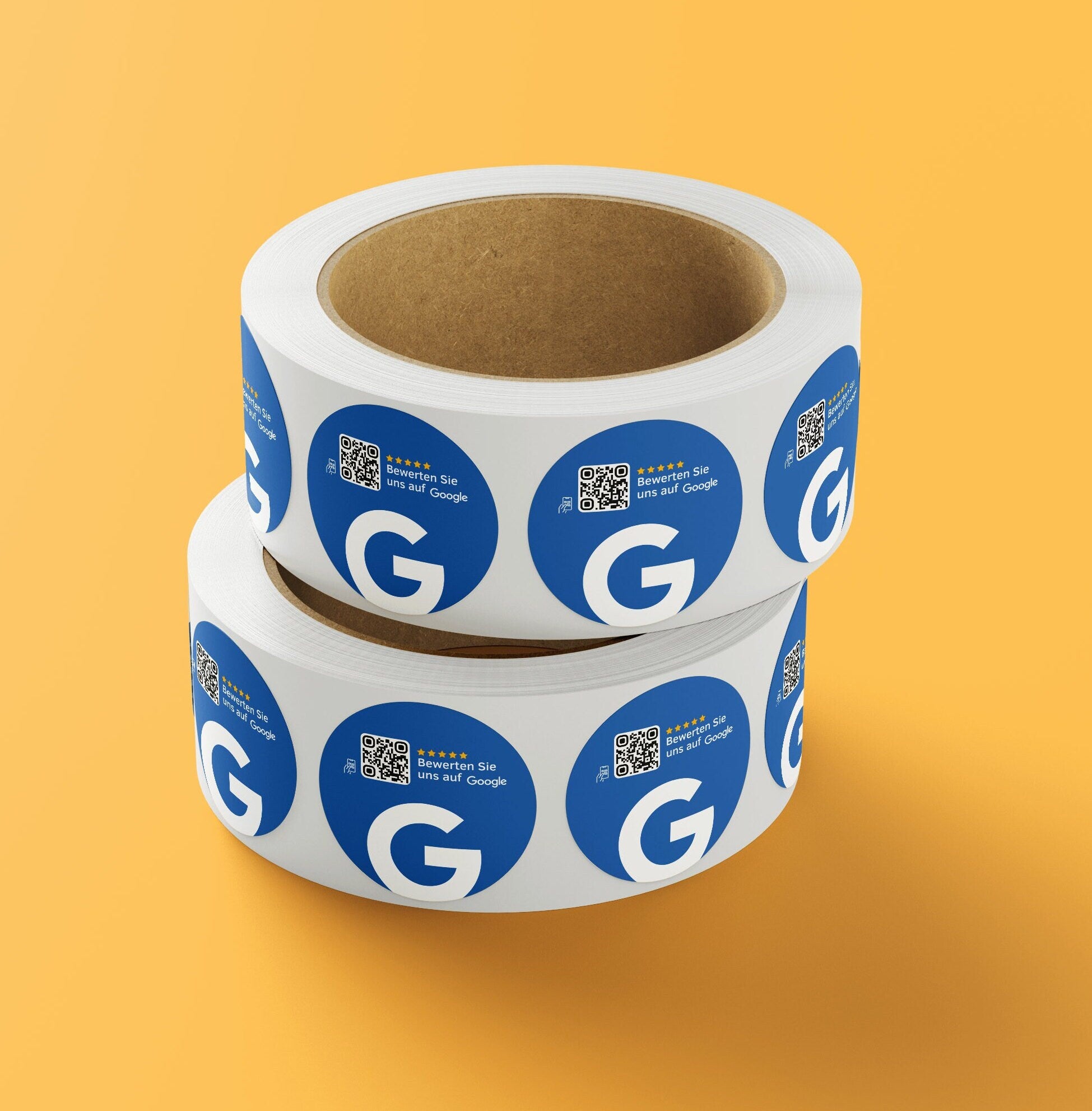 Google Bewertung QR-Code Sticker - Personalisierte Etiketten auf Rolle Blau - ReviewMe