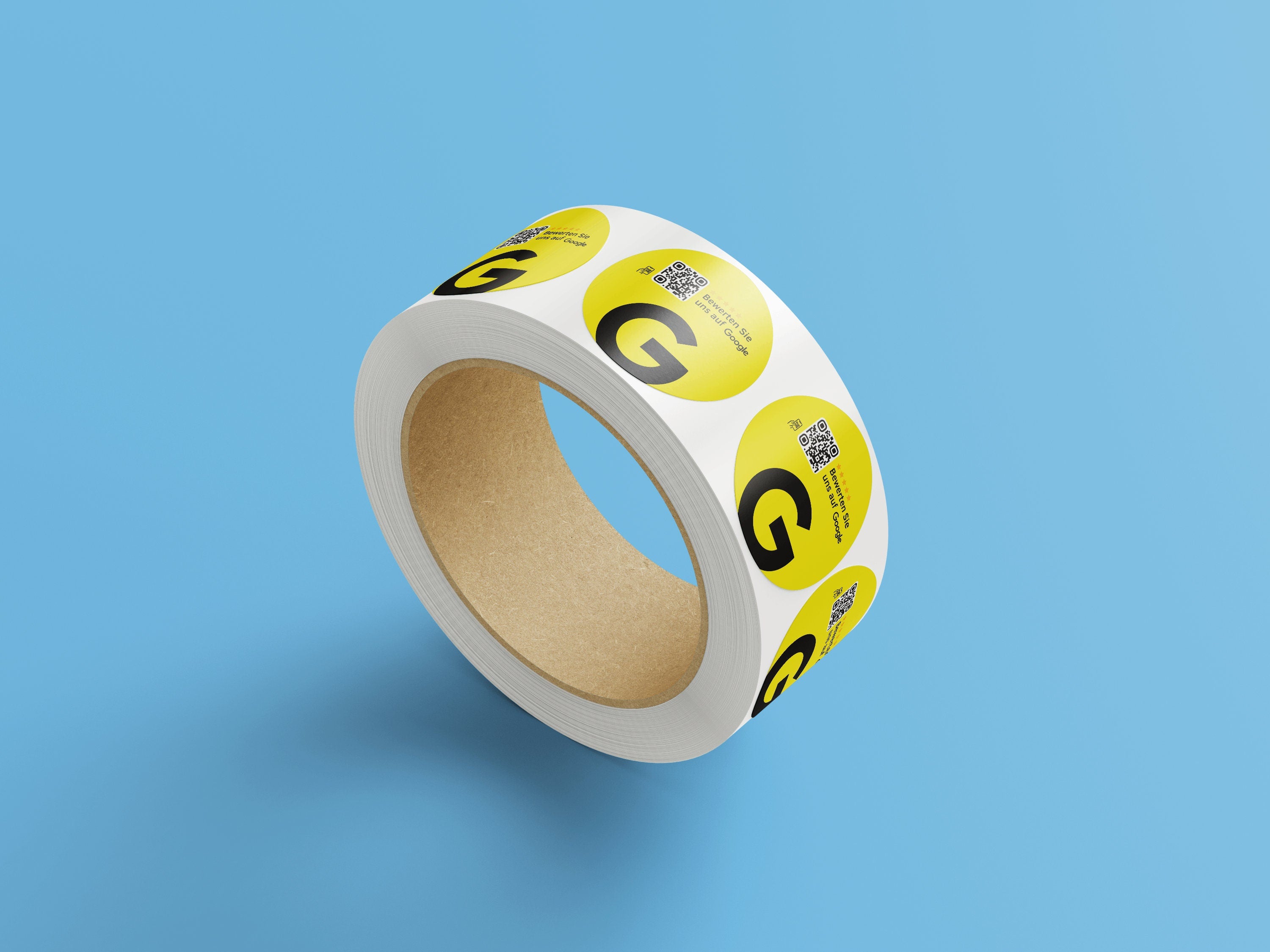 Google Bewertung QR-Code Sticker - Personalisierte Etiketten auf Rolle Gelb - ReviewMe