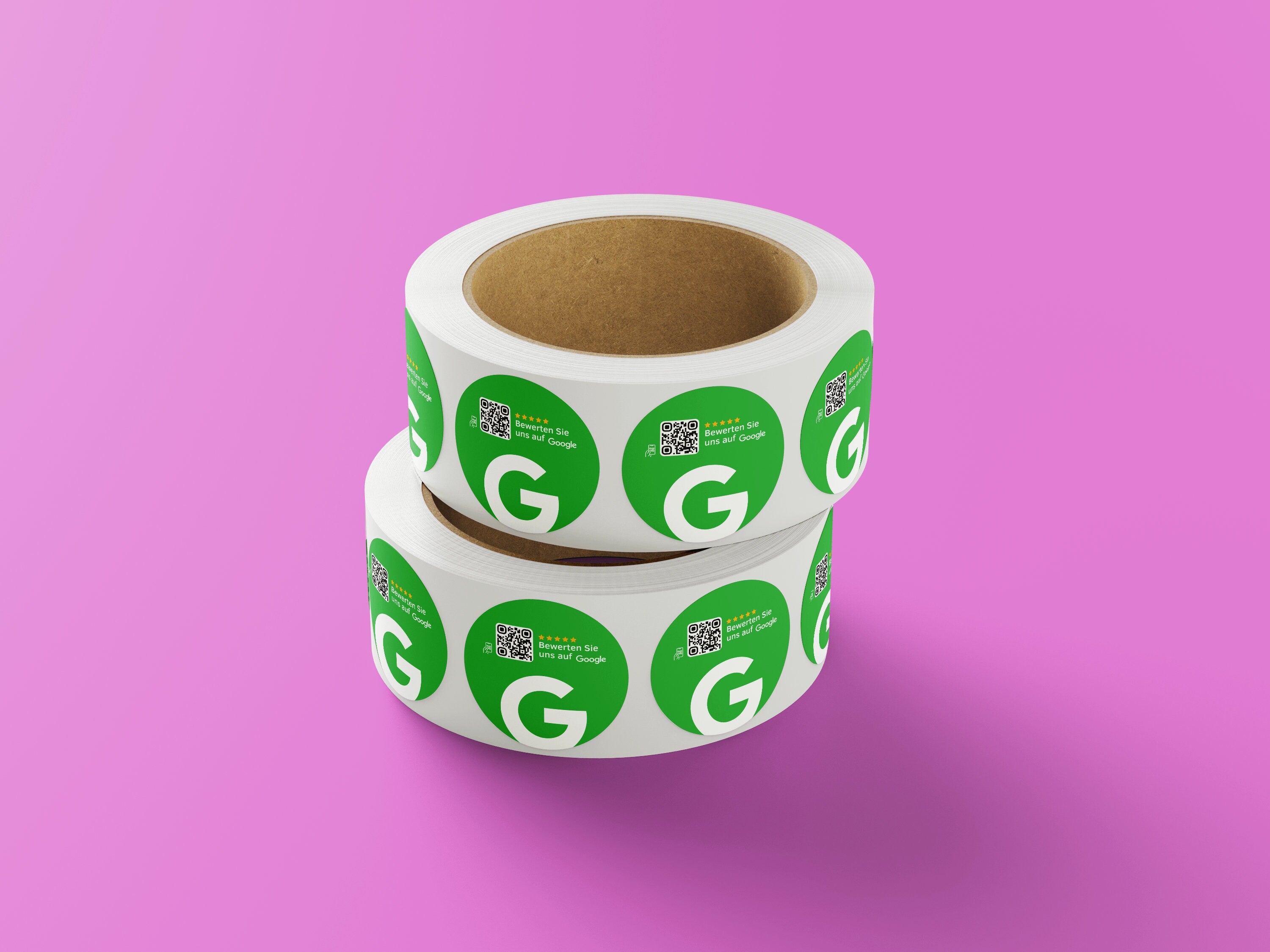 Google Bewertung QR-Code Sticker - Personalisierte Etiketten auf Rolle Grün - ReviewMe