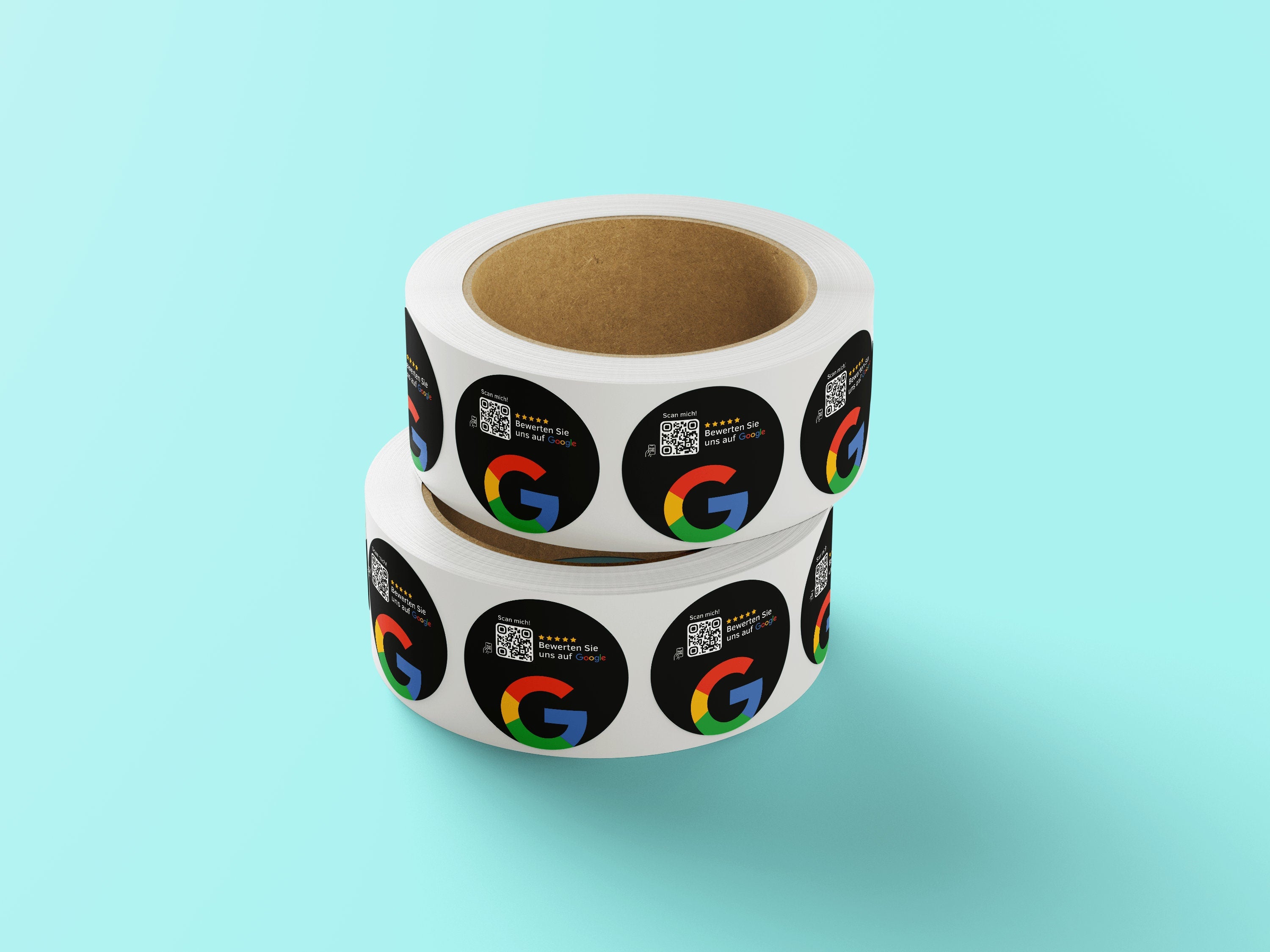 Google Bewertung QR-Code Sticker - Personalisierte Etiketten auf Rolle Schwarz - ReviewMe