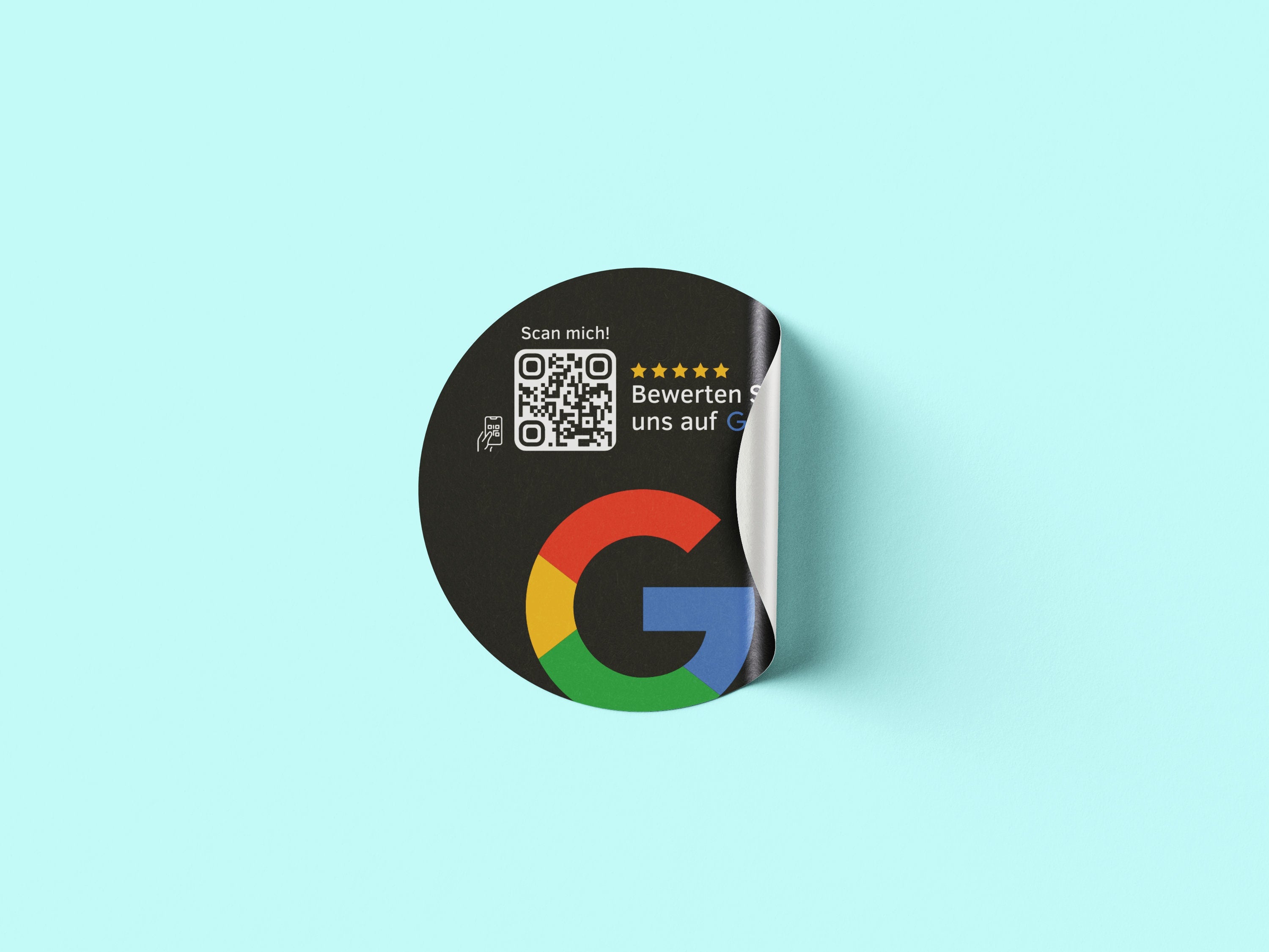 Google Bewertung QR-Code Sticker - Personalisierte Etiketten auf Rolle Schwarz - ReviewMe